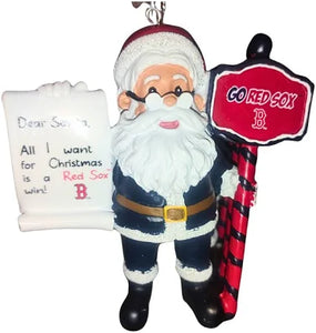 Boston Red Sox Santa With Scroll Ornament