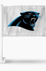 Carolina Panthers White Sports Car Flags
