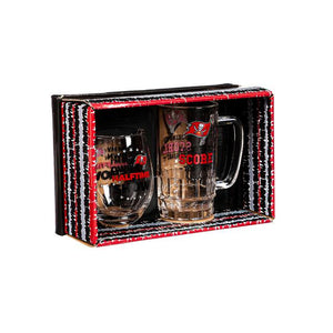Tampa Bay Buccaneers Stemless 17OZ Wine & Beer 16 OZ Gift Set