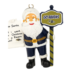 Baltimore Ravens Santa With Scroll Ornament