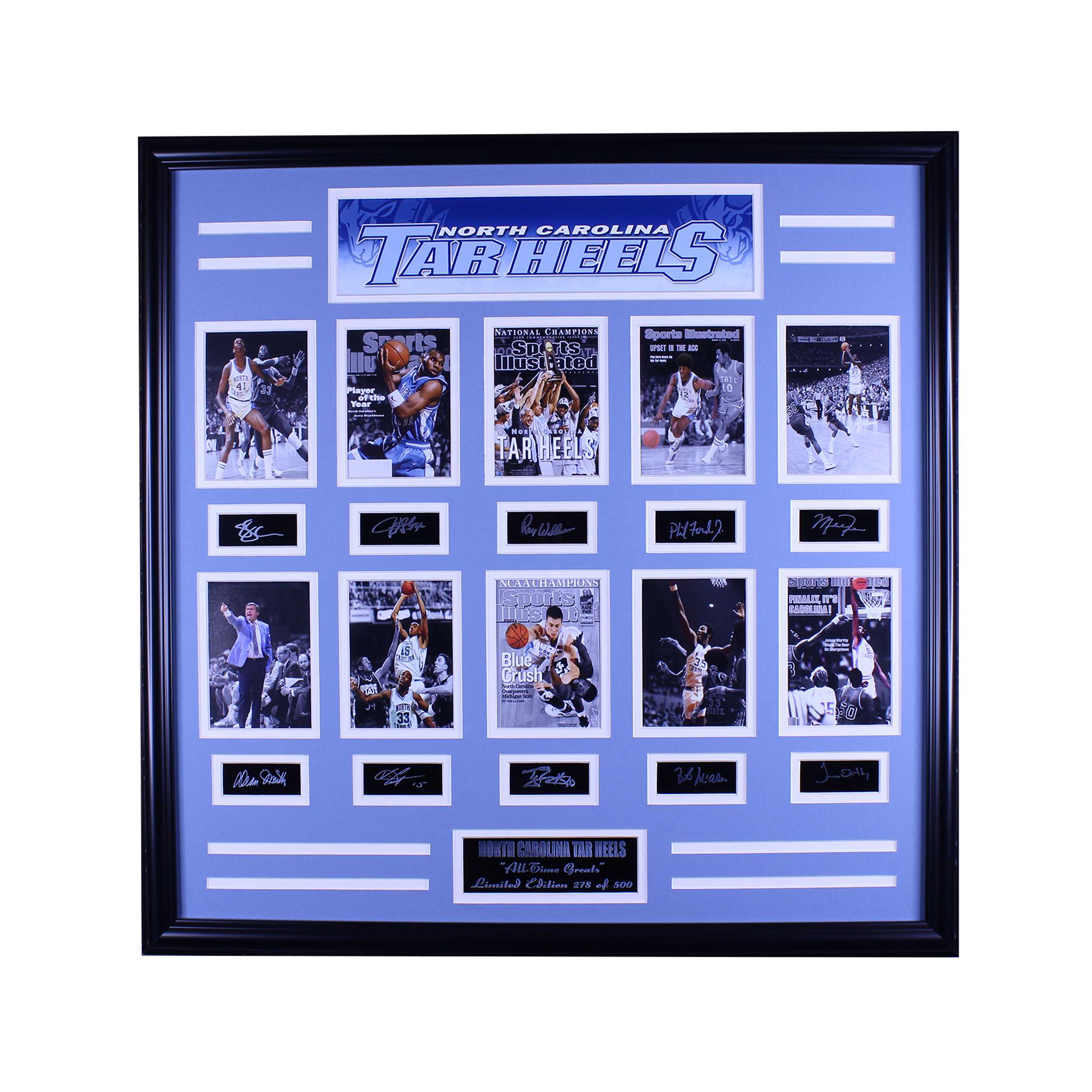 TARHEELS ALL TIME GREATS ENGRAVED SIGNATURE LARGE FRAME