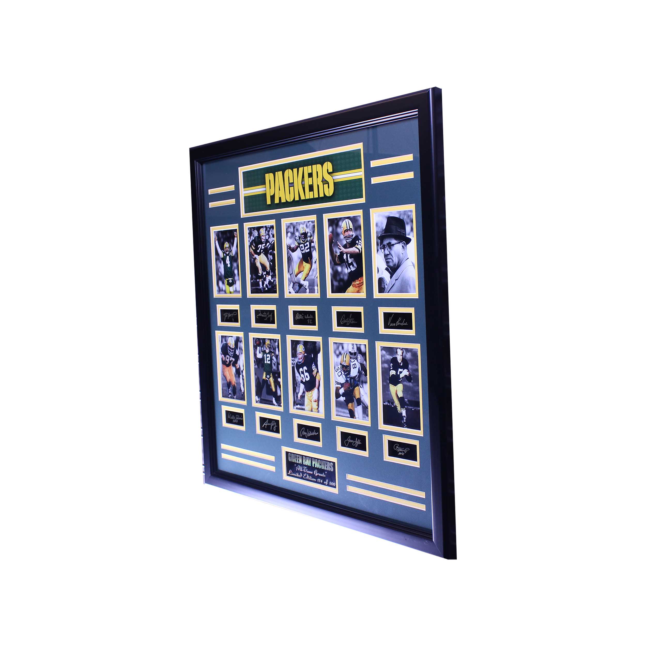 GREEN BAY PACKERS ALL TIME GREATS ENGRAVED SIGNATURE LARGE FRAME