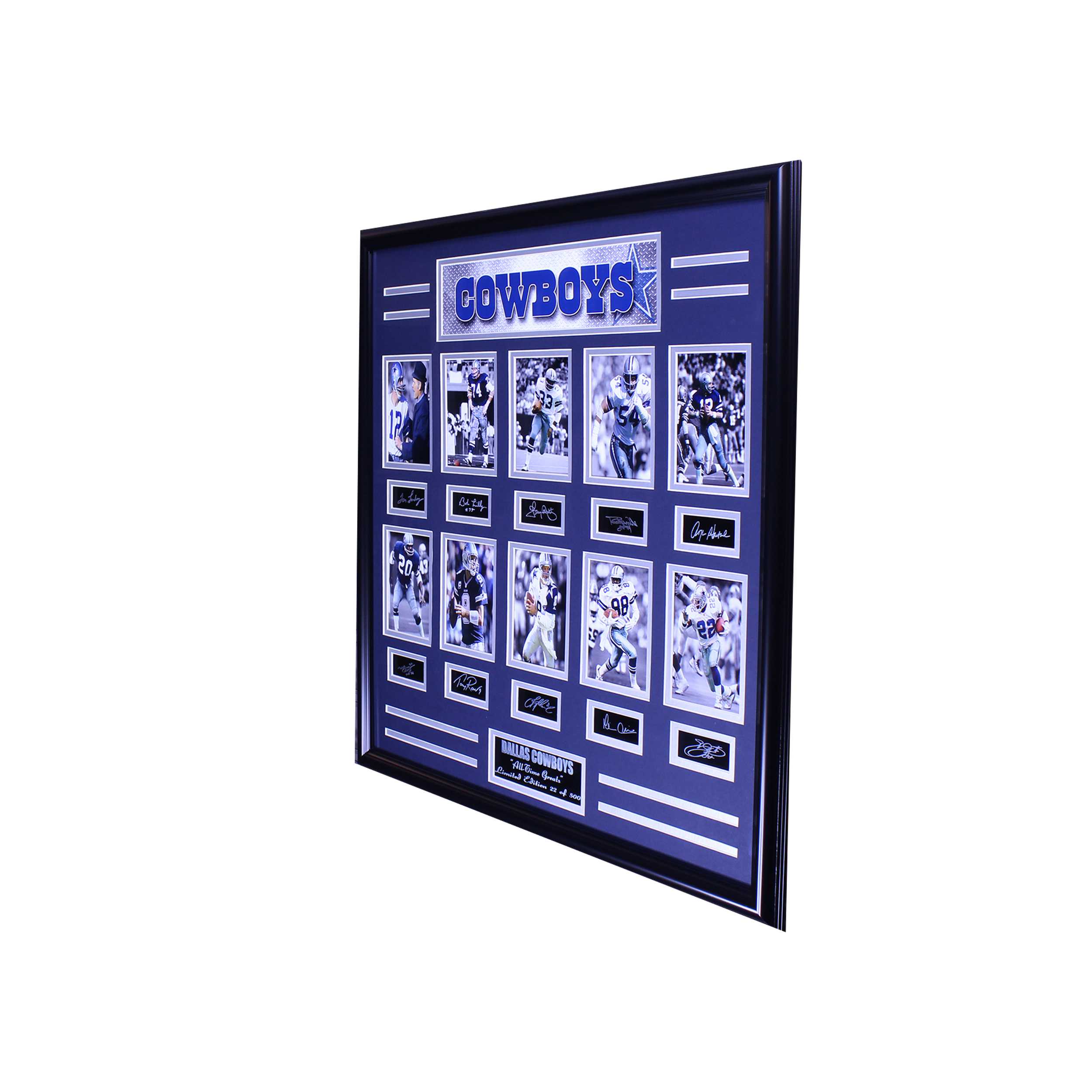 DALLAS COWBOYS ALL TIME GREATS ENGRAVED SIGNATURE LARGE FRAME