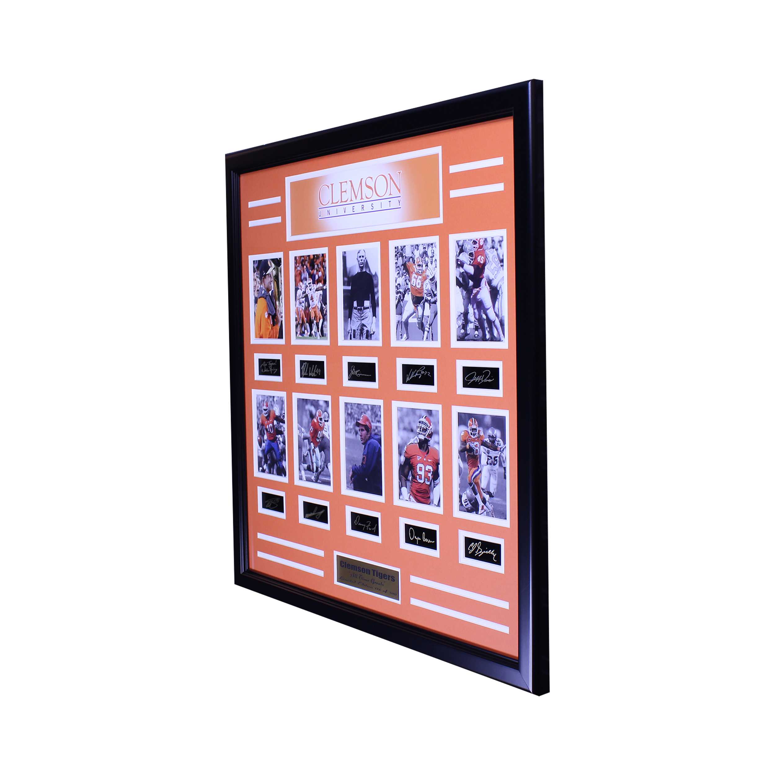 CLEMSON TIGERS ALL TIME GREATS ENGRAVED SIGNATURE LARGE FRAME
