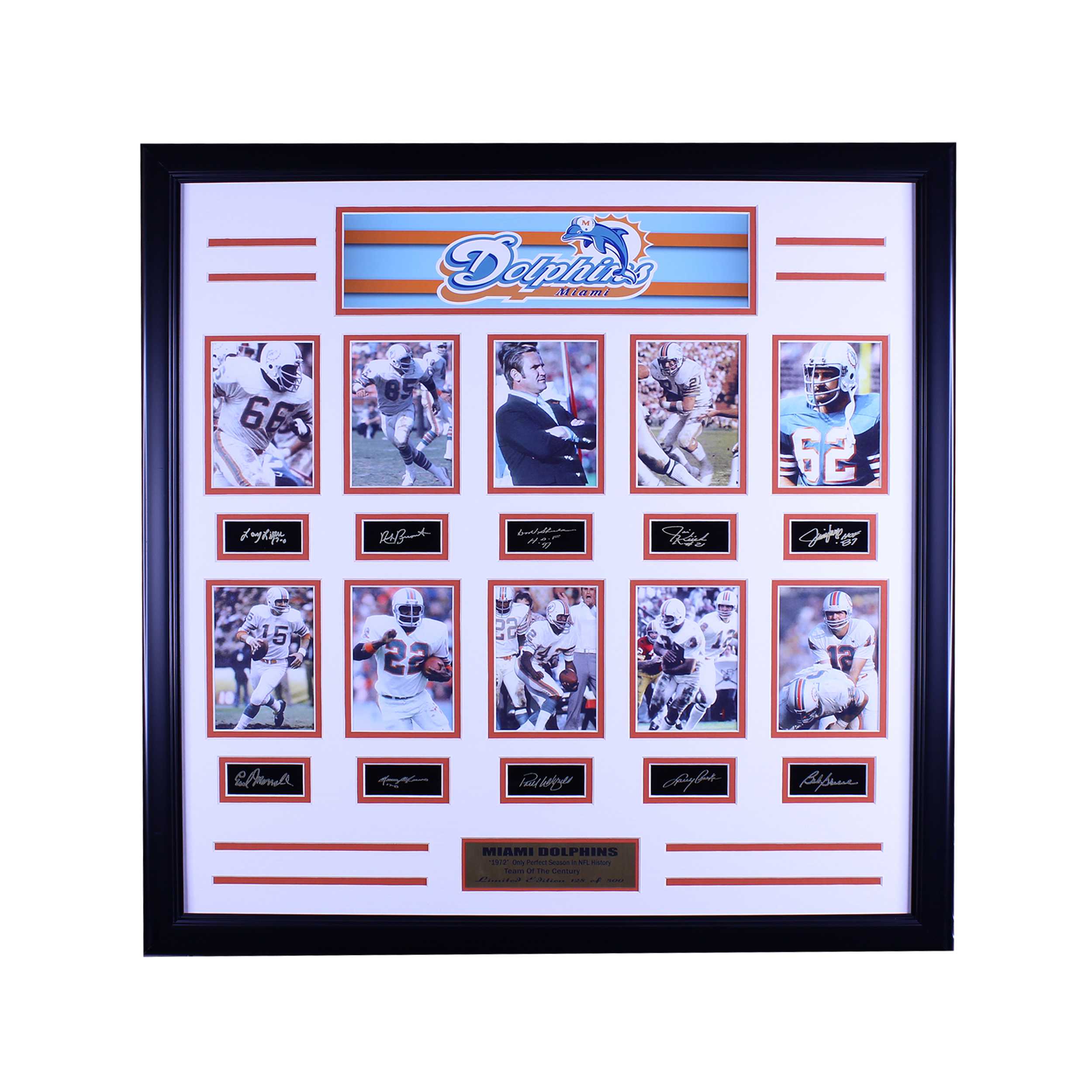 MIAMI DOLPHINS ALL TIME GREATS ENGRAVED SIGNATURE LARGE FRAME