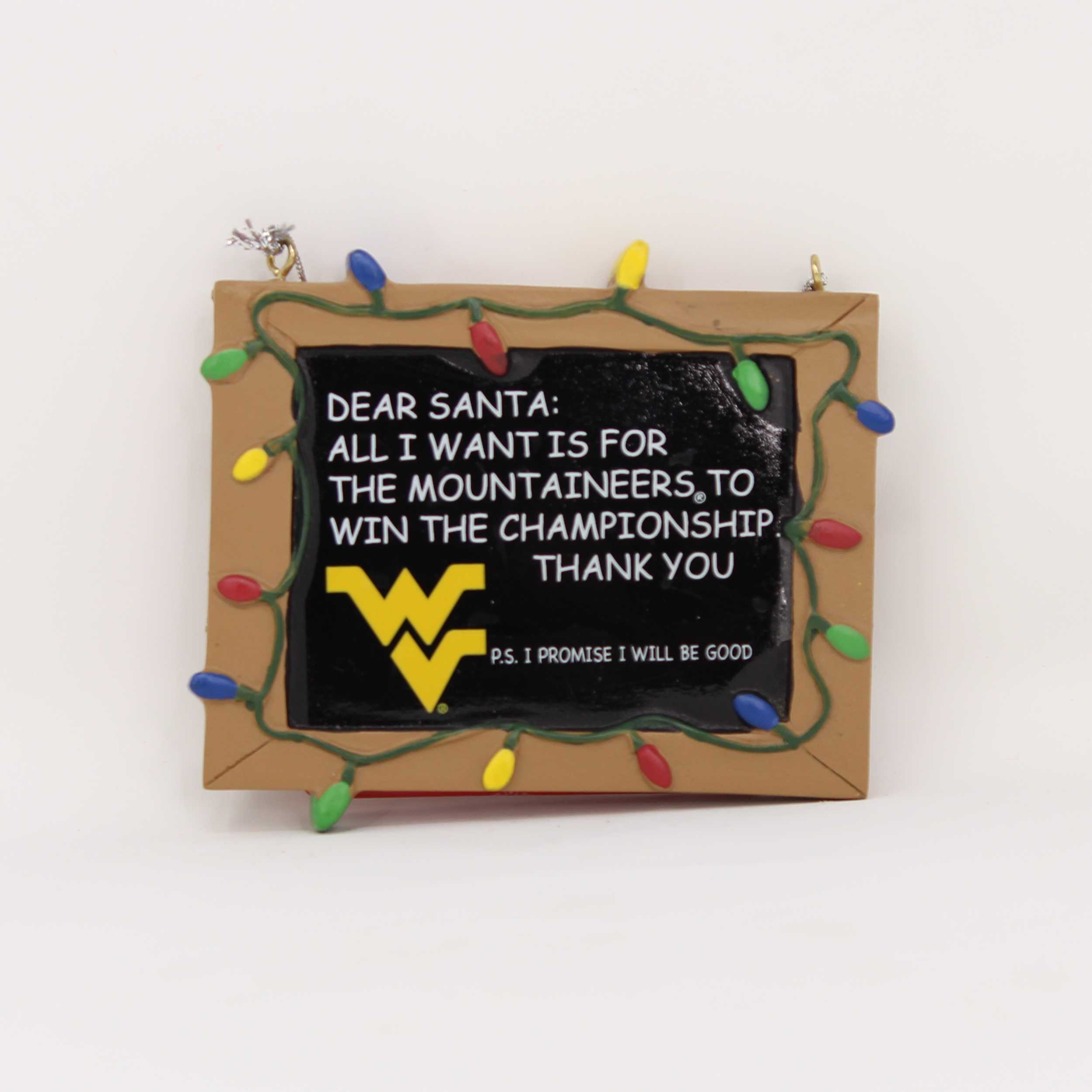 West Virginia Mountaineers Chalkboard Sign Ornament