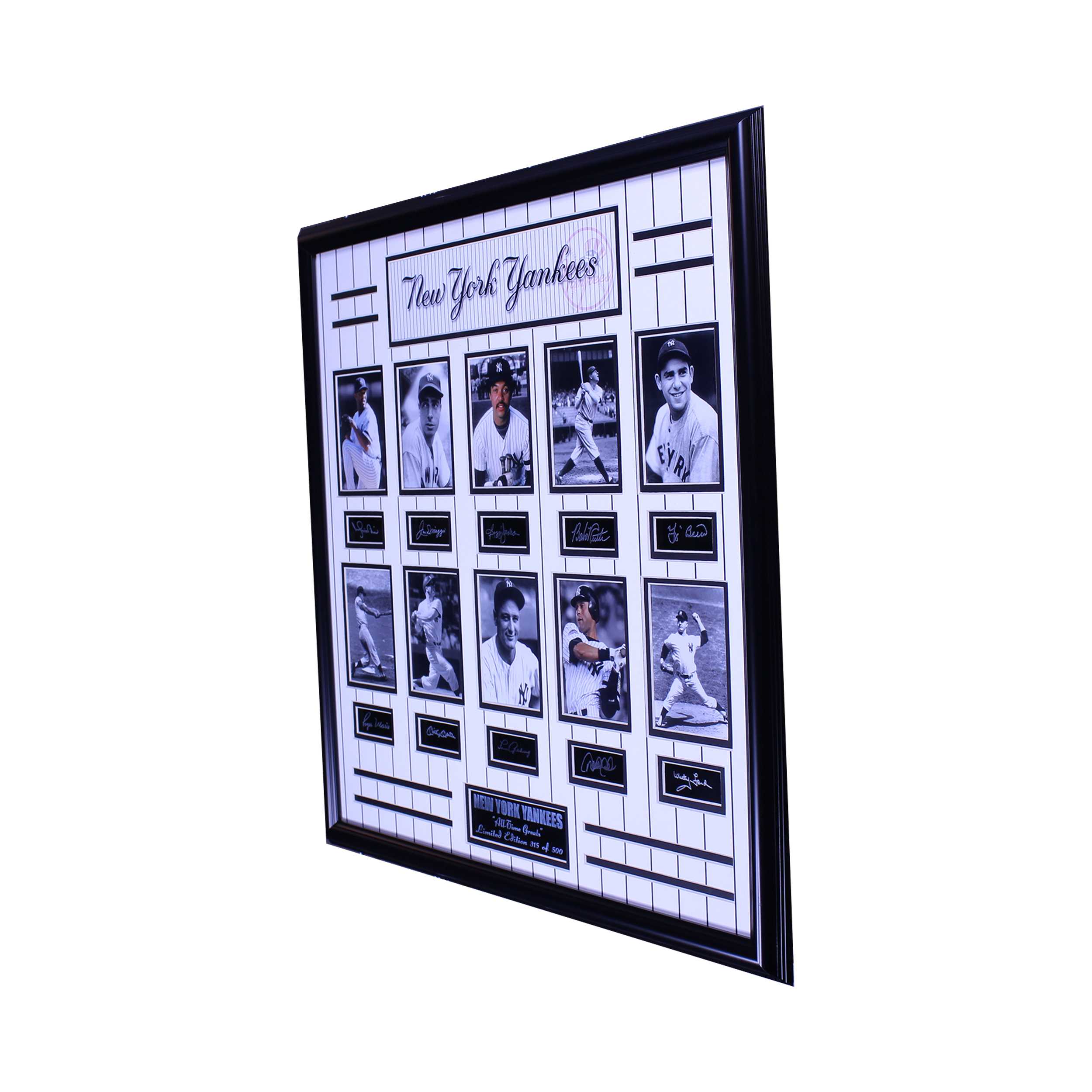 NY YANKEES ALL TIME GREATS ENGRAVED SIGNATURE LARGE FRAME
