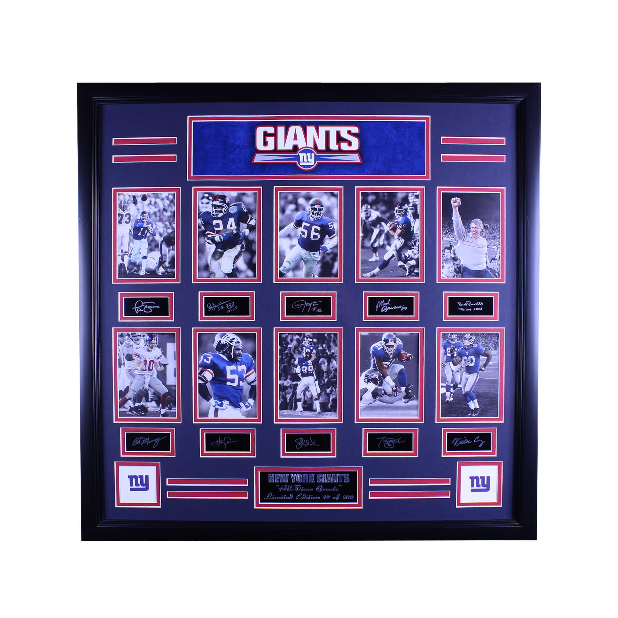 NY GIANTS ALL TIME GREATS ENGRAVED SIGNATURE LARGE FRAME