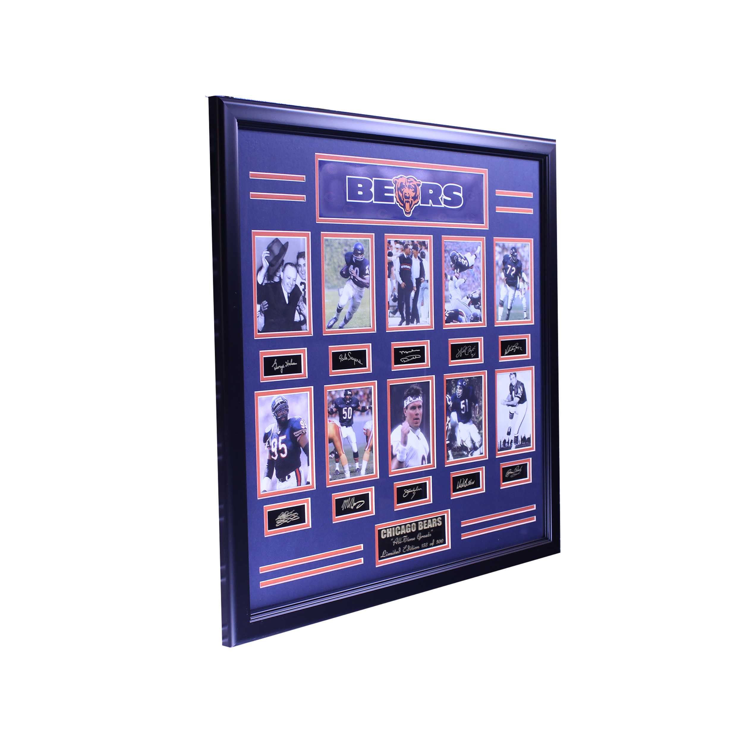 CHICAGO BEARS ALL TIME GREATS ENGRAVED SIGNATURE LARGE FRAME