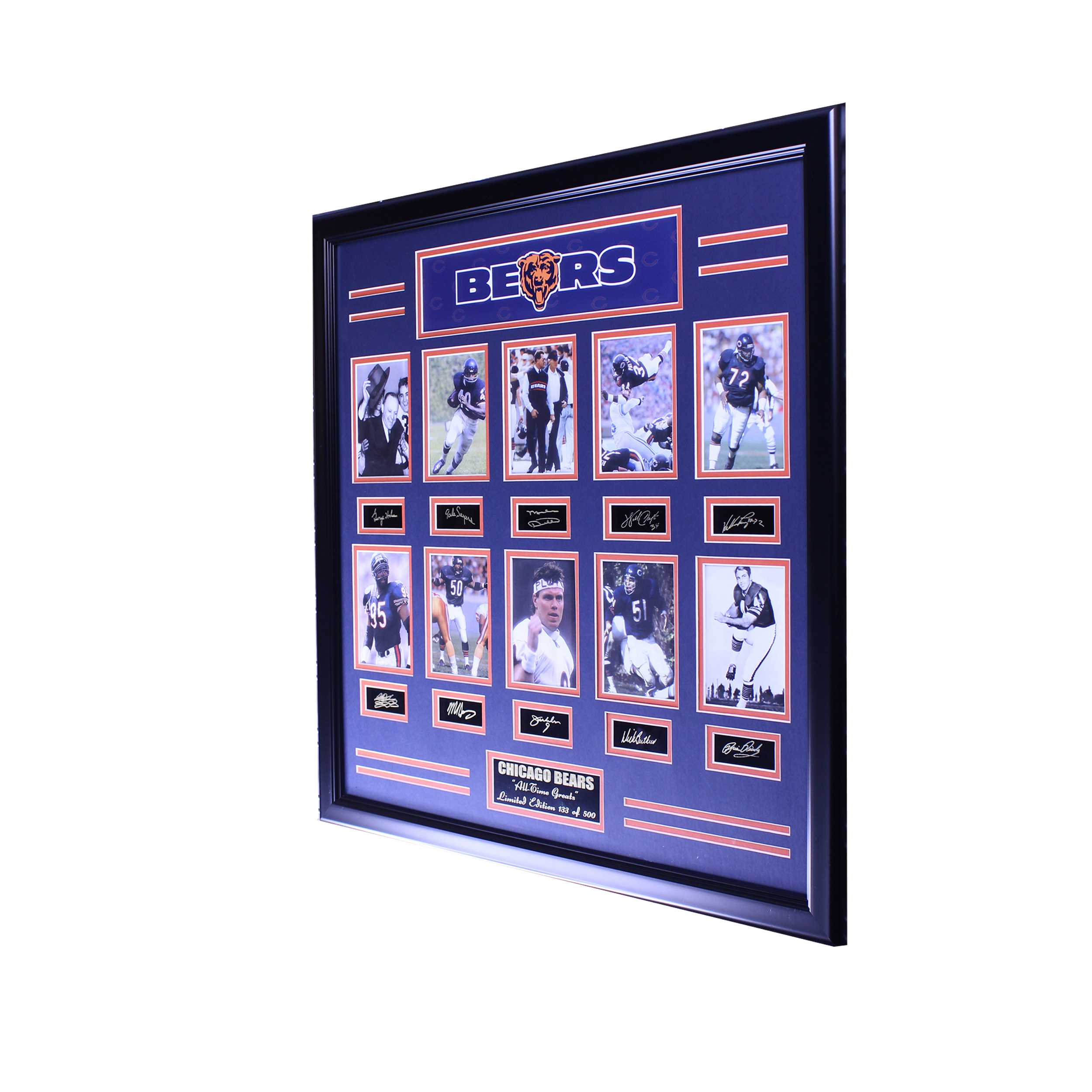 CHICAGO BEARS ALL TIME GREATS ENGRAVED SIGNATURE LARGE FRAME