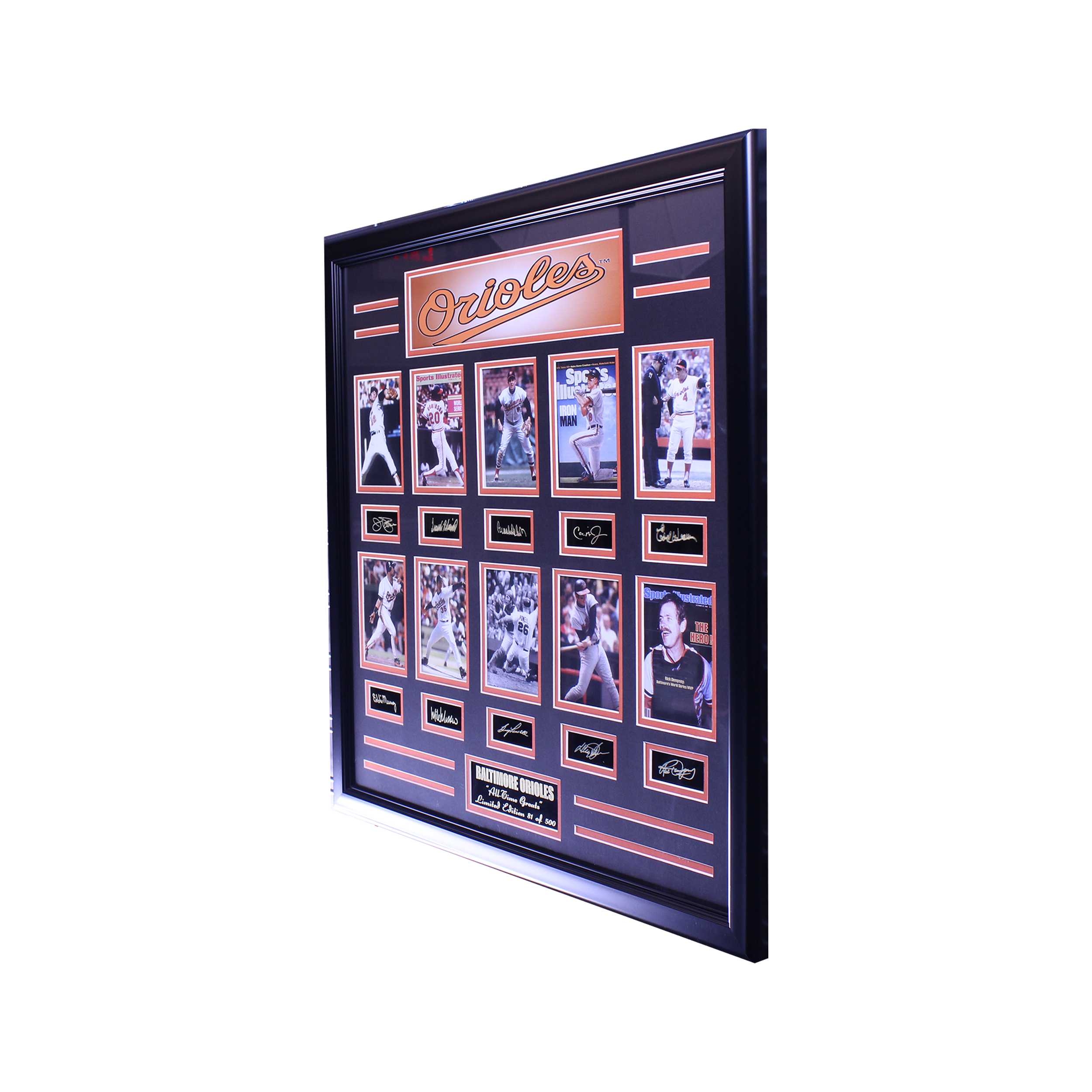 BALTIMORE ORIOLES ALL TIME GREATS ENGRAVED SIGNATURE LARGE FRAME