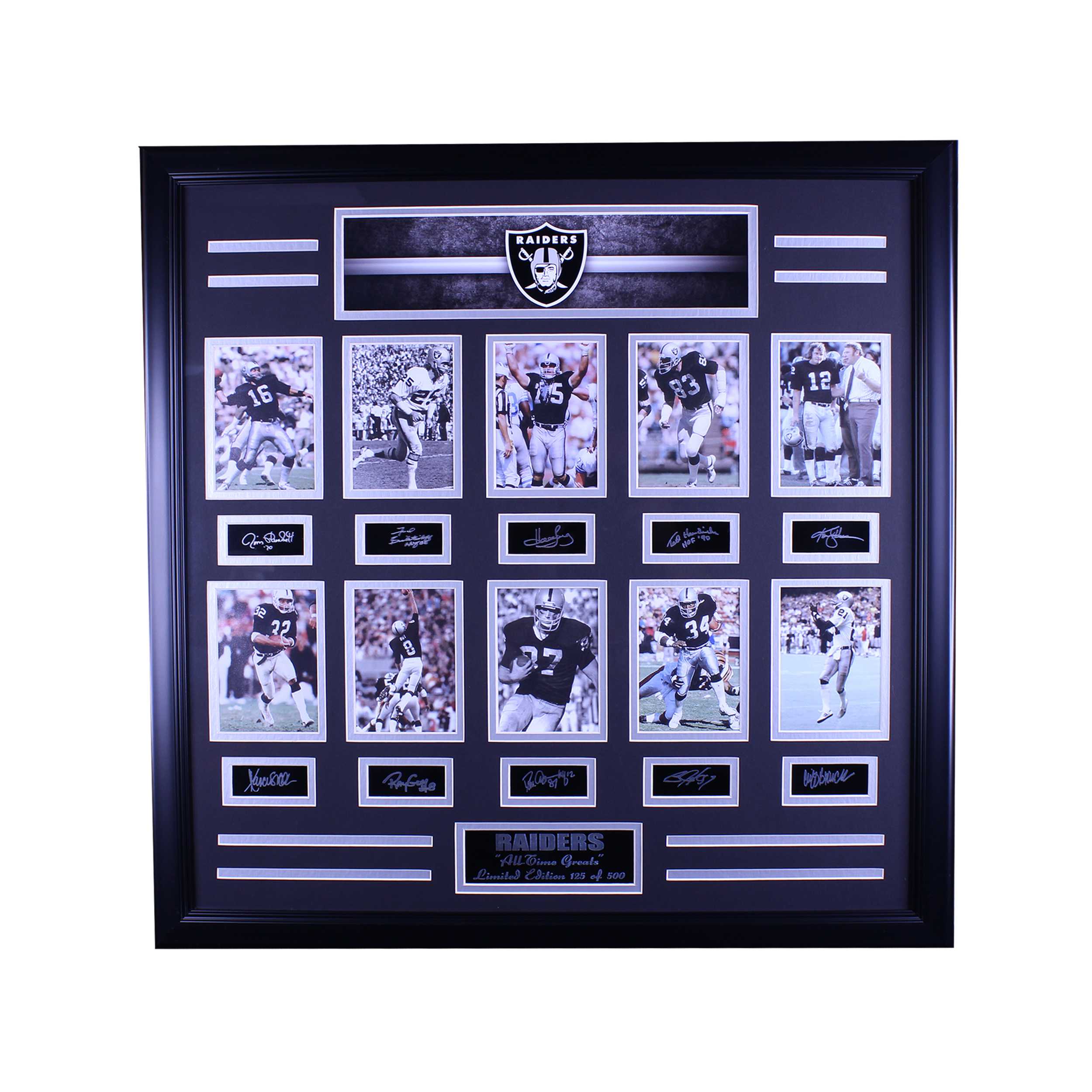 OAKLAND RAIDERS ALL TIME GREATS ENGRAVED SIGNATURE LARGE FRAME