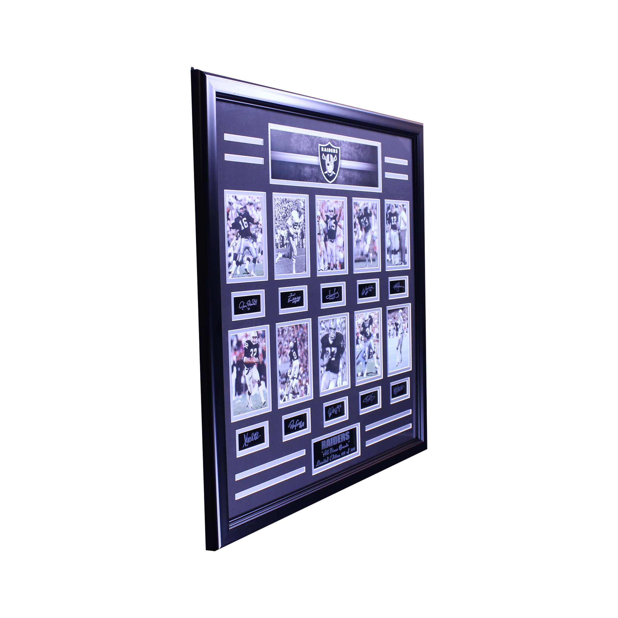 OAKLAND RAIDERS ALL TIME GREATS ENGRAVED SIGNATURE LARGE FRAME