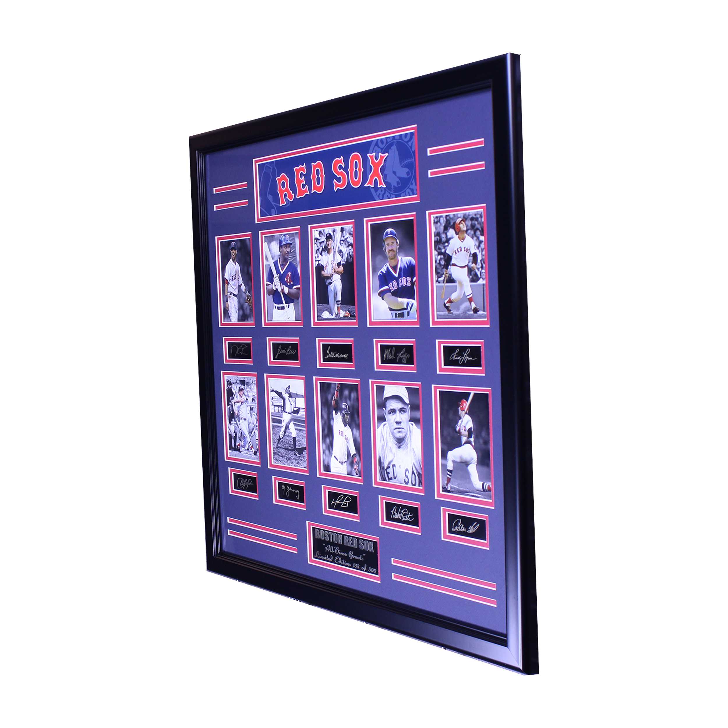 BOSTON RED SOX ALL TIME GREATS ENGRAVED SIGNATURE LARGE FRAME