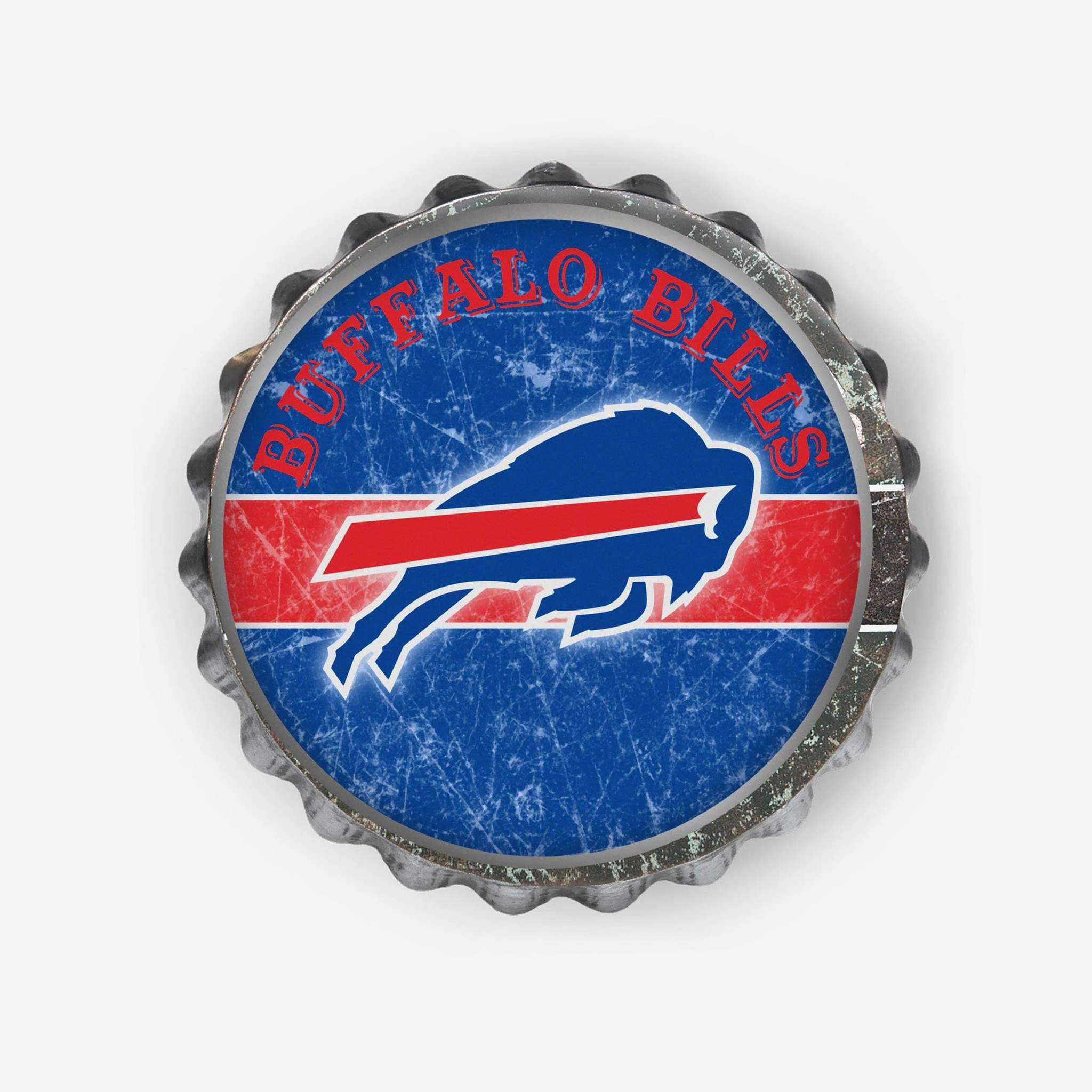 Metal Distressed Bottle Cap Sign-Buffalo Bills