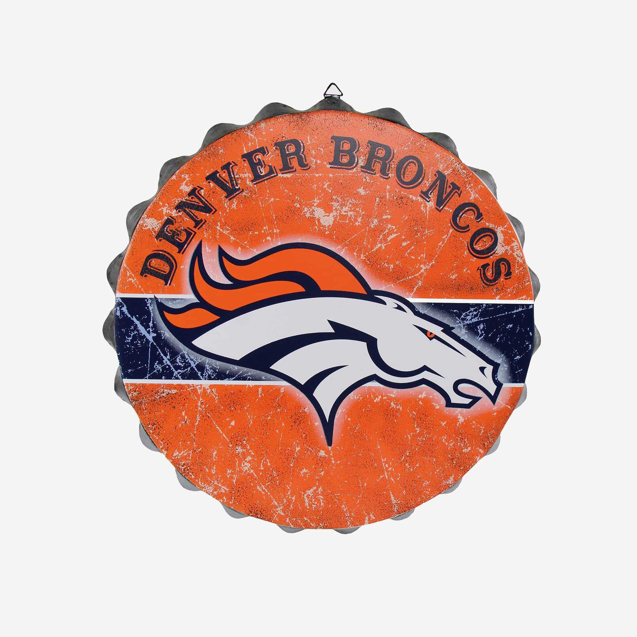 Metal Distressed Bottle Cap Sign-Denver Broncos
