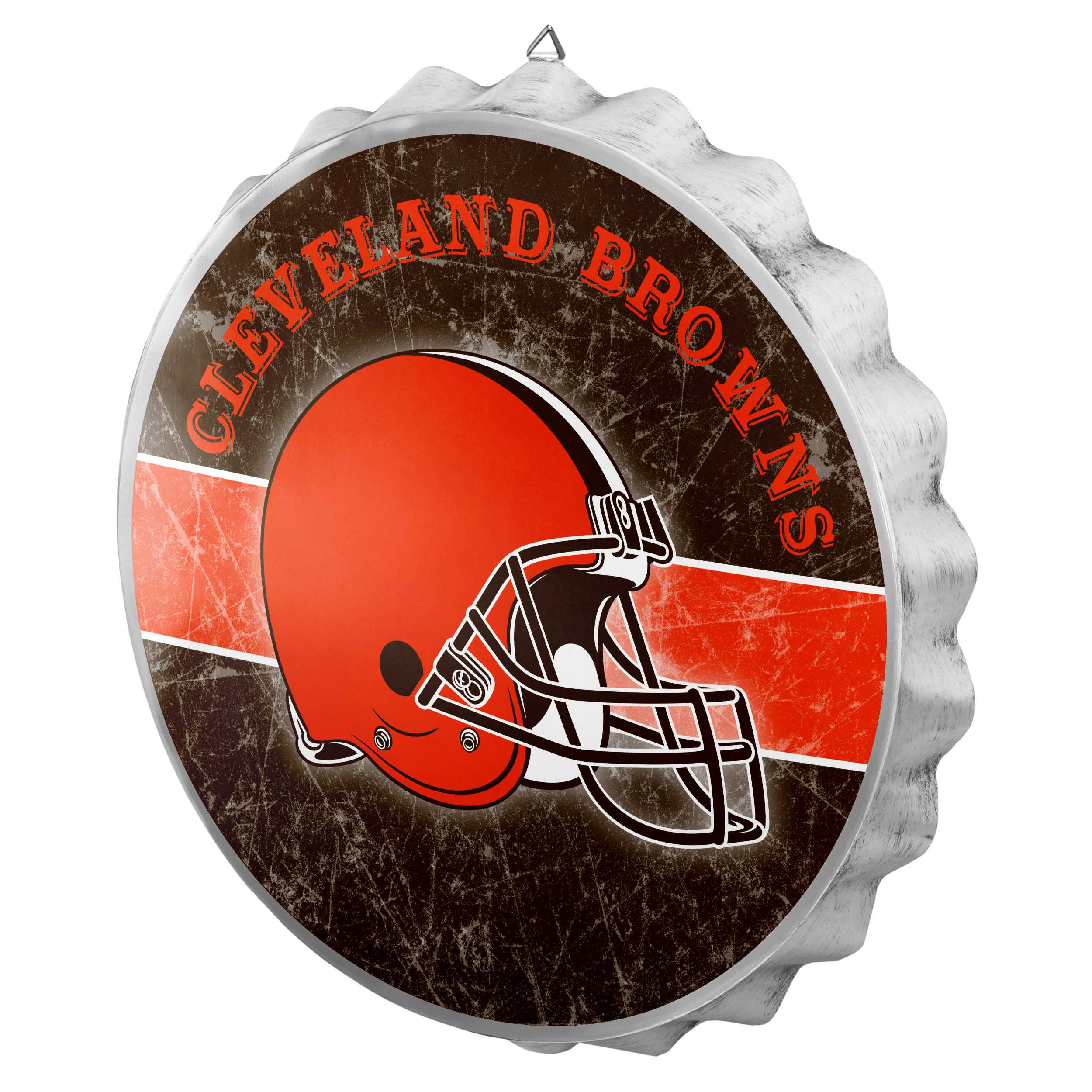 Metal Distressed Bottle Cap Sign-Cleveland Browns