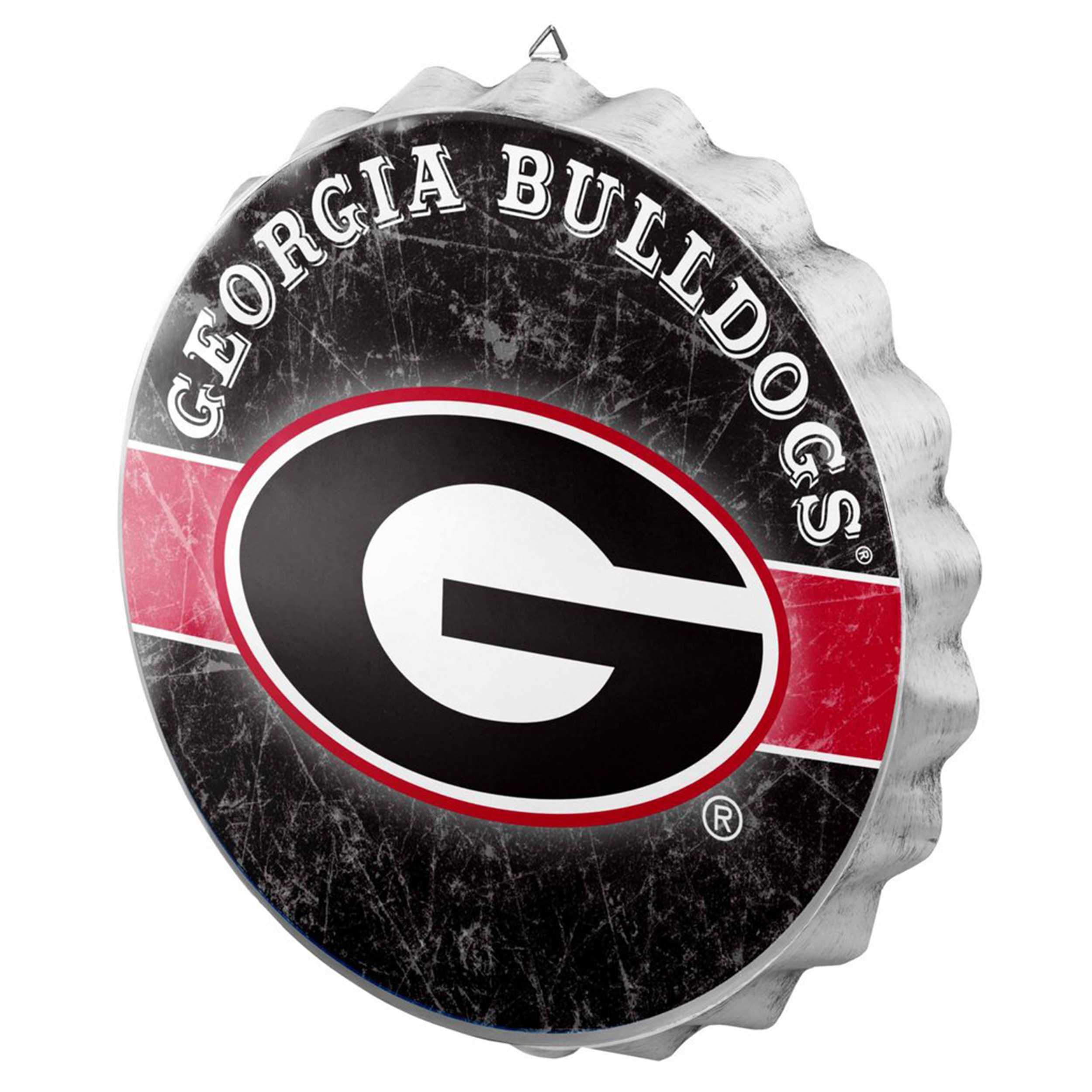 Metal Distressed Bottle Cap Sign-Georgia Bulldogs