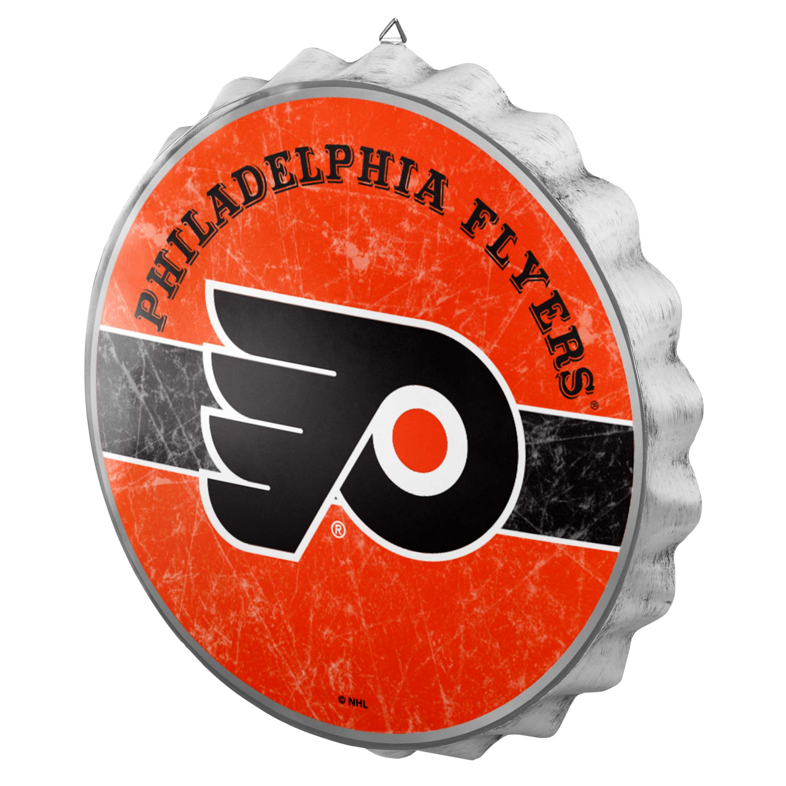 Metal Distressed Bottle Cap Sign-Philadelphia Flyers