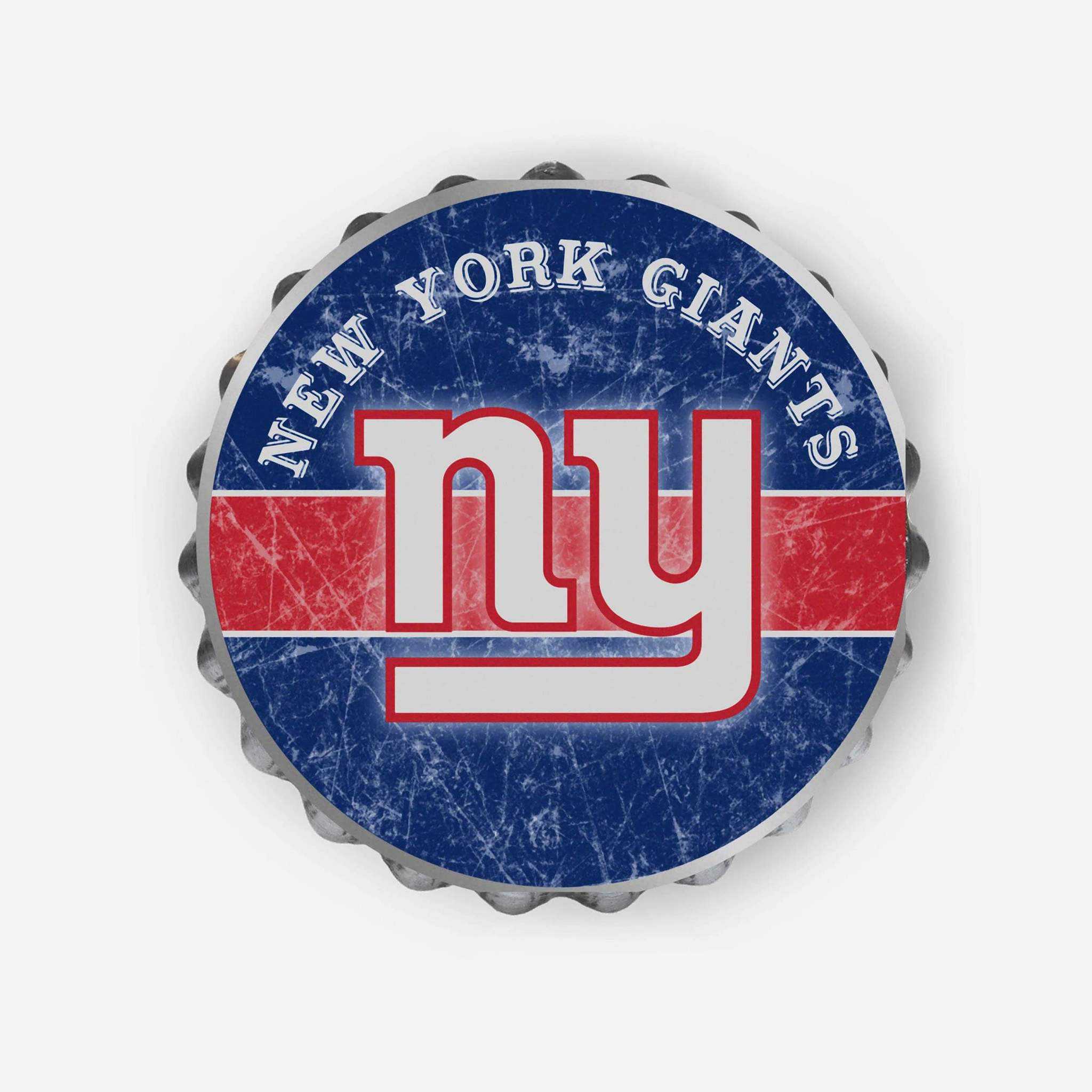 Metal Distressed Bottle Cap Sign-New York Giants
