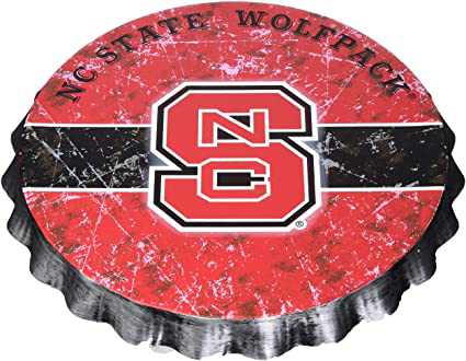 Metal Distressed Bottle Cap Sign-Nc State Wolfpack