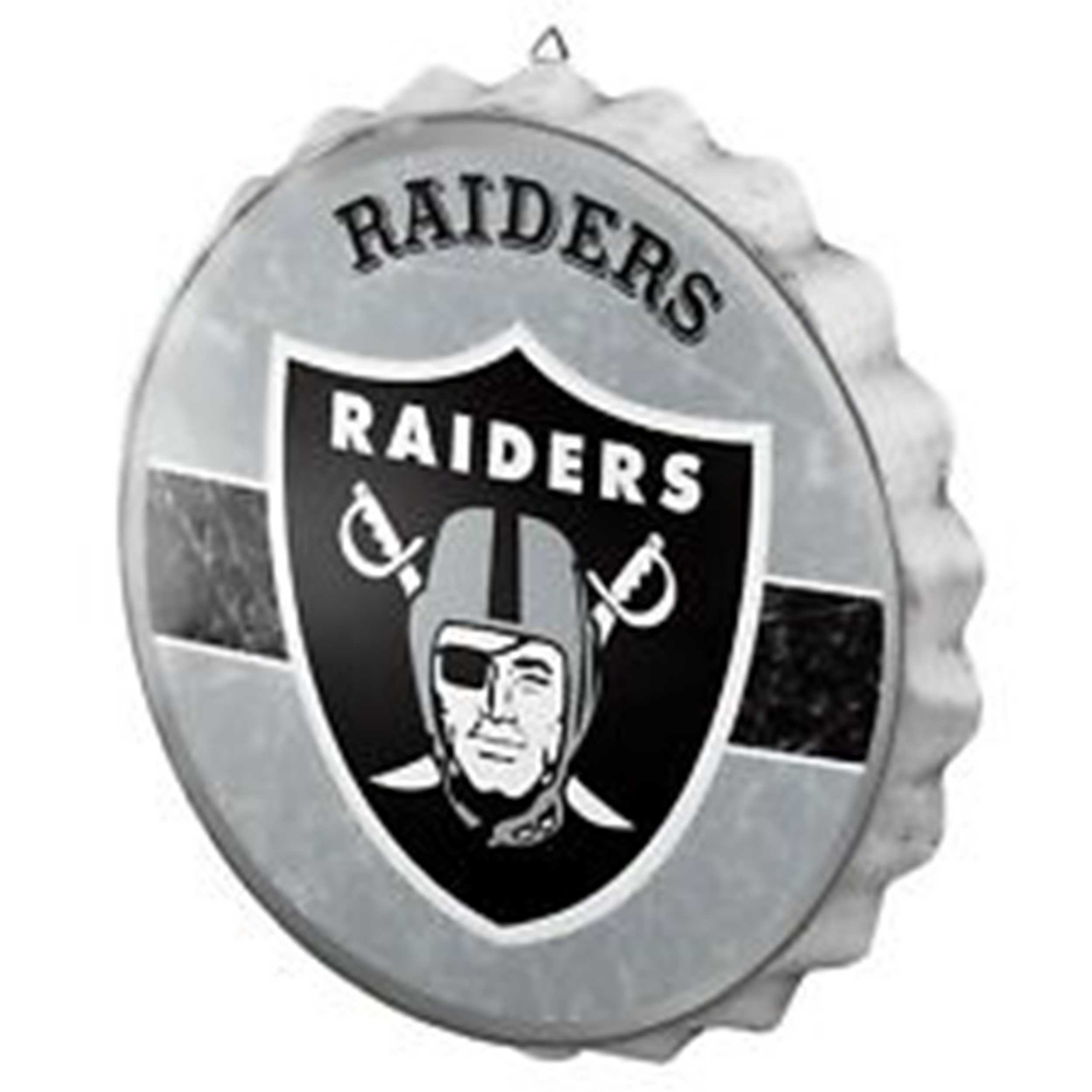 Metal Distressed Bottle Cap Sign-Oakland Raiders