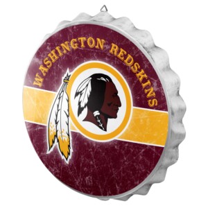 Metal Distressed Bottle Cap Sign-Washington Redskins