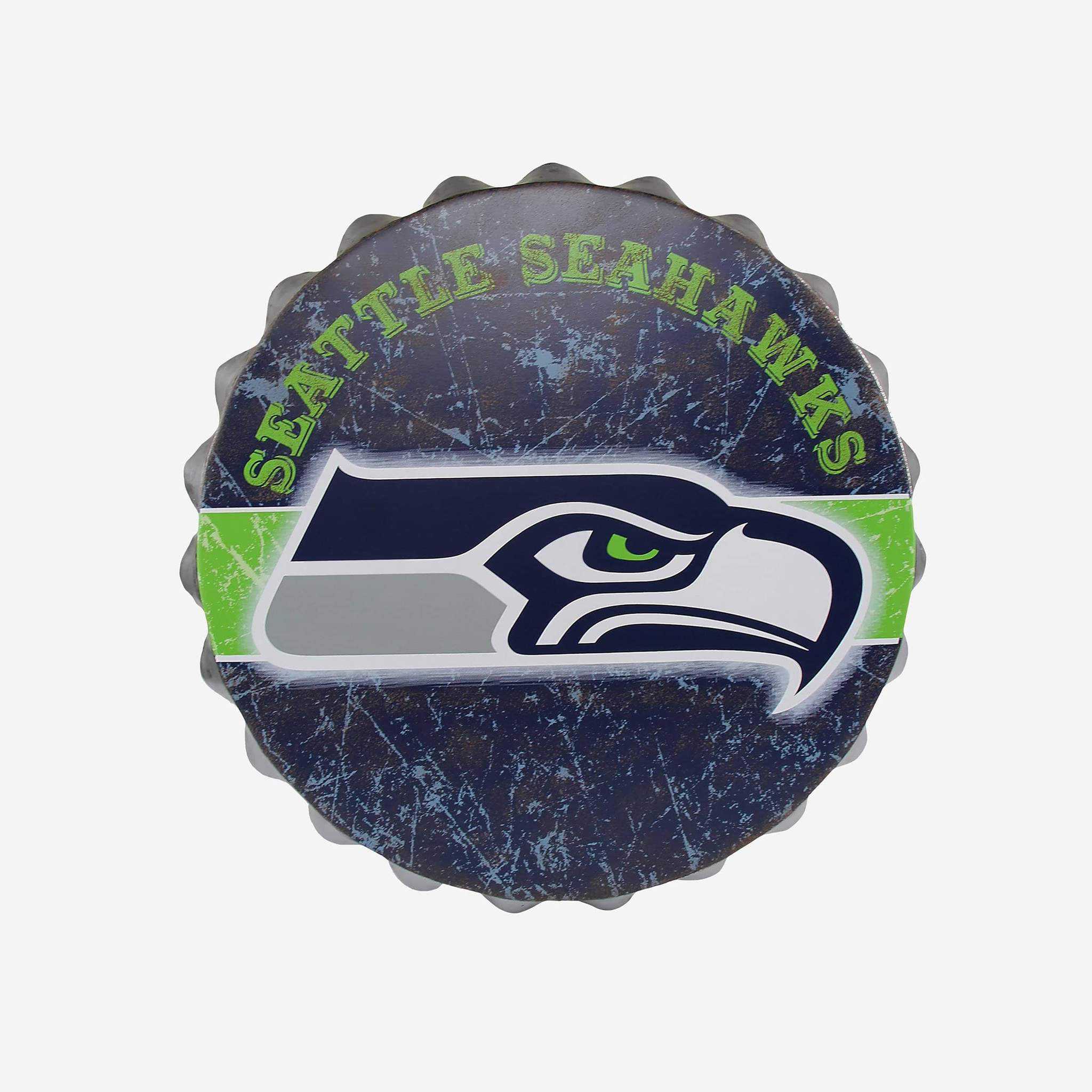 Metal Distressed Bottle Cap Sign-Seattle Seahawks