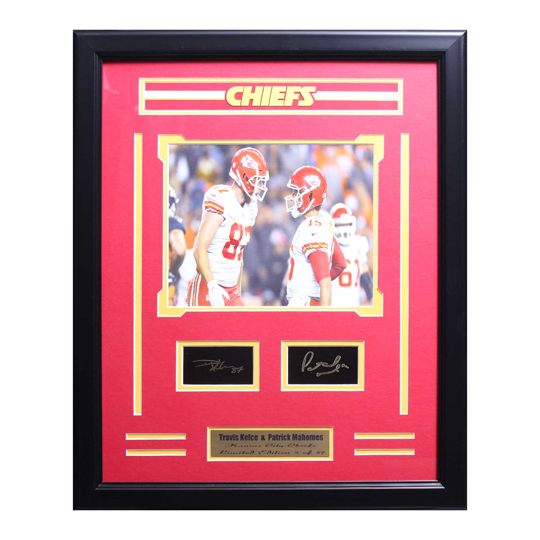 Travis Kelce and Patrick Mahomes Engraved Signature Frame
