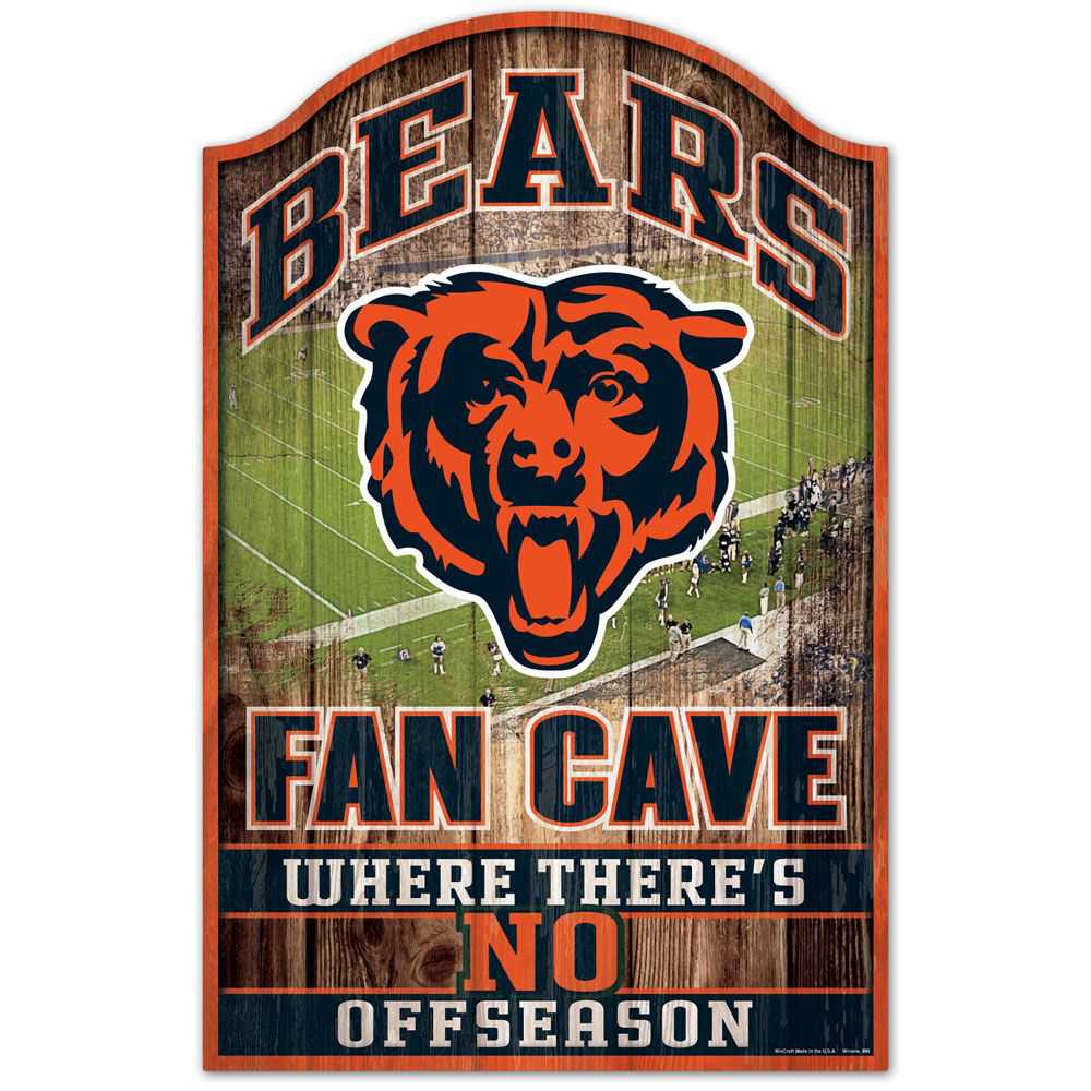 CHICAGO BEARS FAN CAVE WOOD SIGN