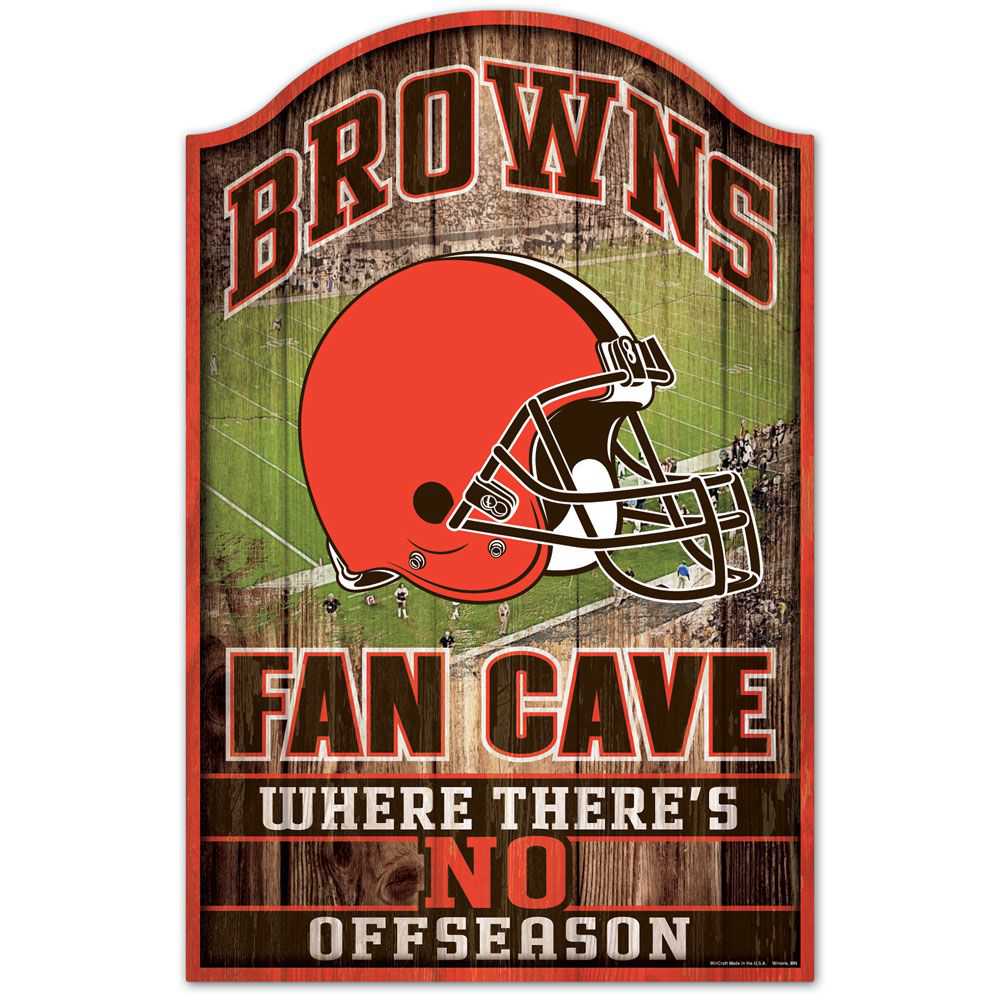 CLEVELAND BROWNS FAN CAVE WOOD SIGN