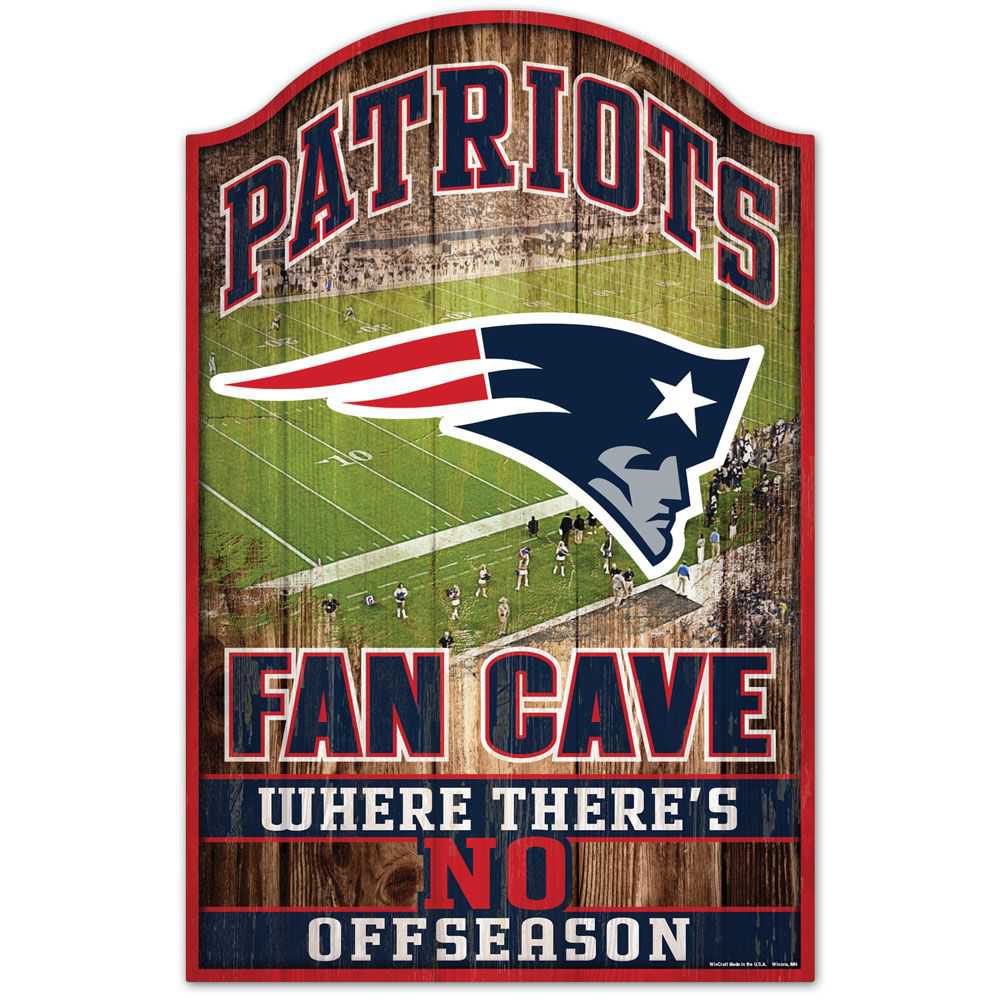 NEW ENGLAND PATRIOTS FAN CAVE WOOD SIGN