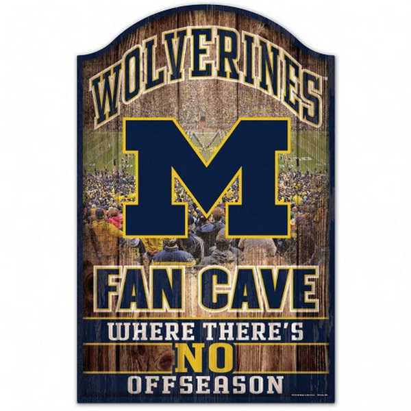 MICHIGAN WOLVERINES FAN CAVE WOOD SIGN