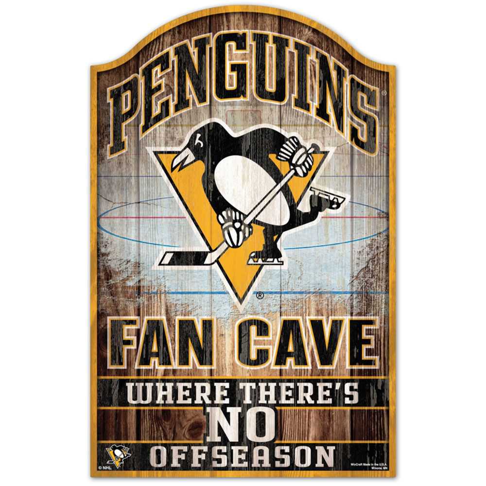 PITTSBURGH PENGUINS FAN CAVE WOOD SIGN