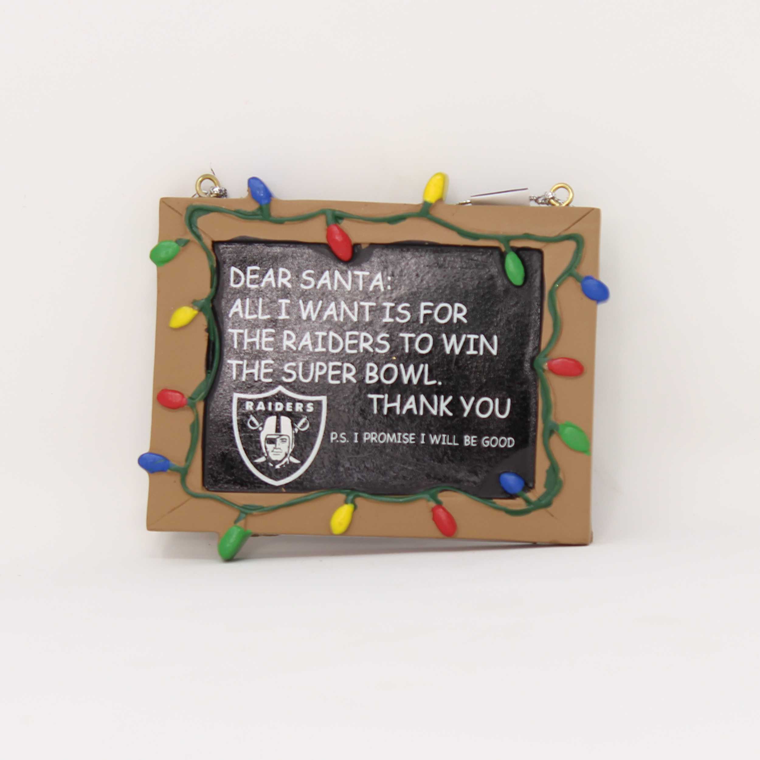Oakland Raiders Resin Chalkboard Sign Ornament