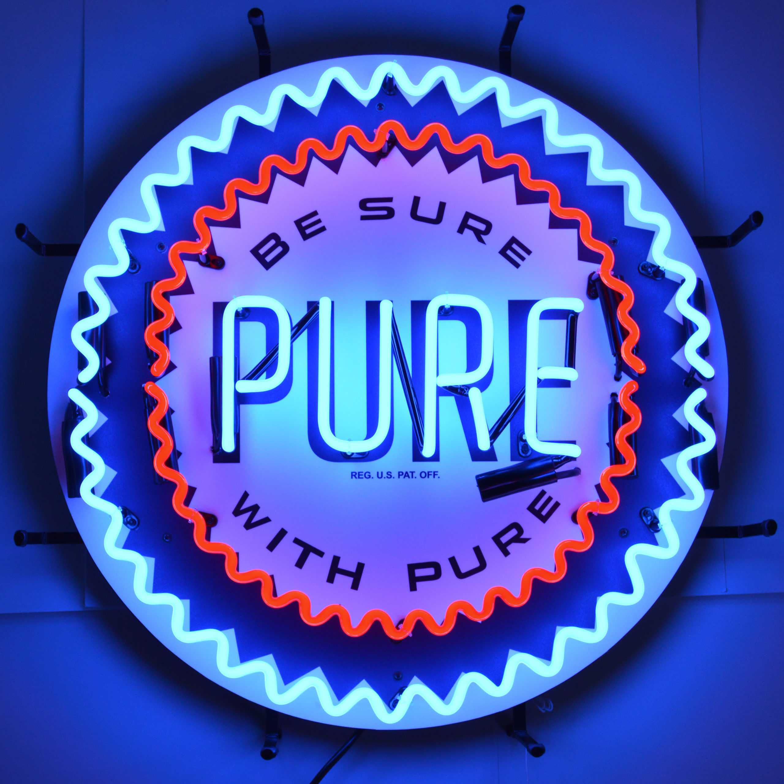 GAS - PURE GASOLINE NEON SIGN WITH BACKING