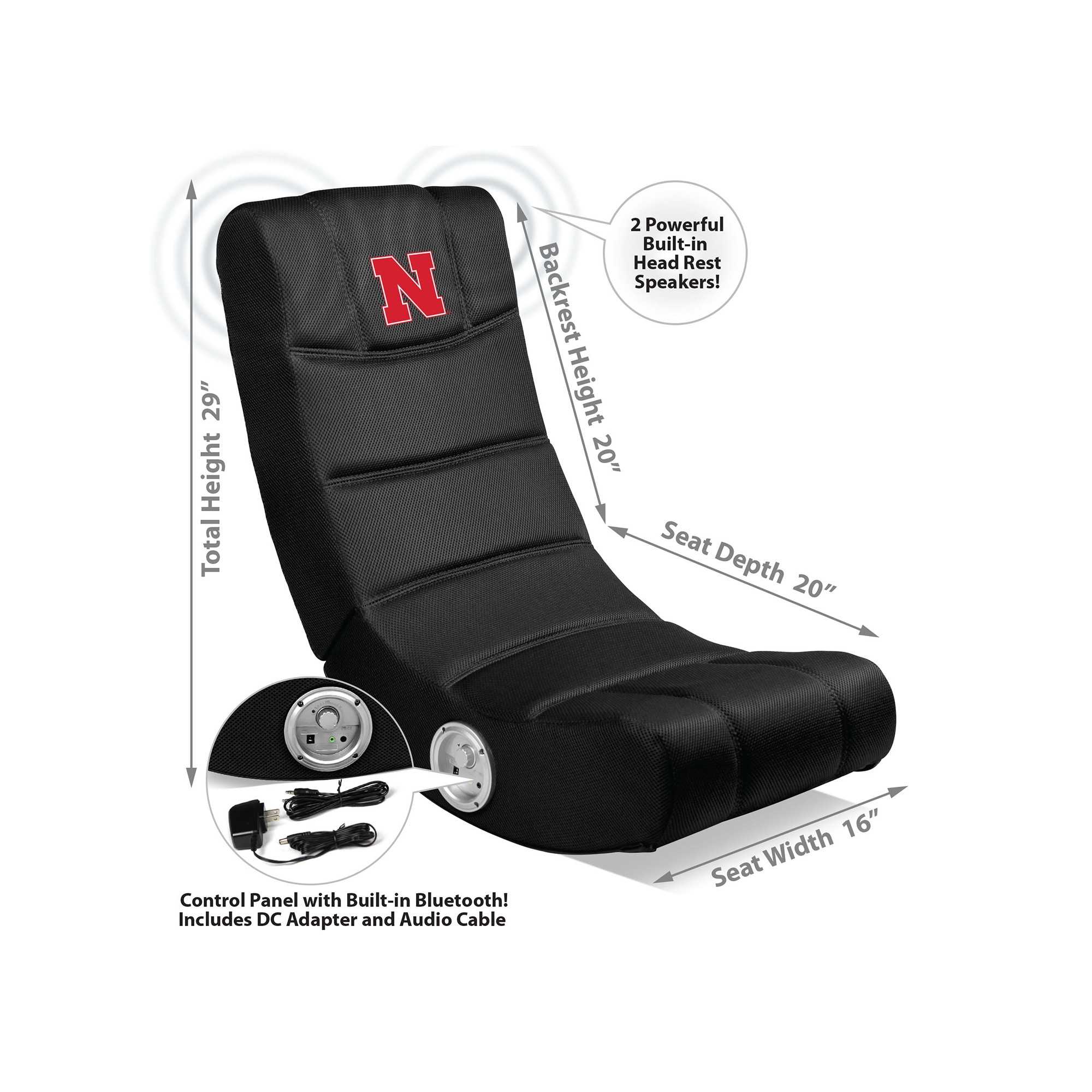 University Of Nebraska Video Chair With Blue Tooth