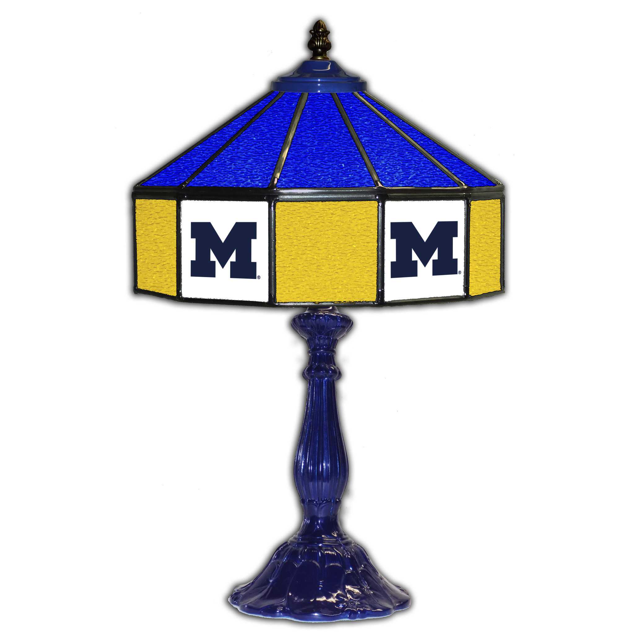 UNIVERSITY OF MICHIGAN 21" GLASS TABLE LAMP