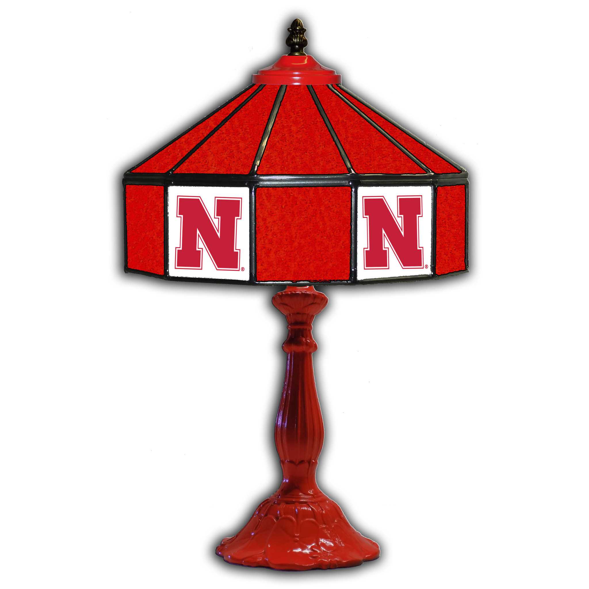 UNIVERSITY OF NEBRASKA 21" GLASS LAMP