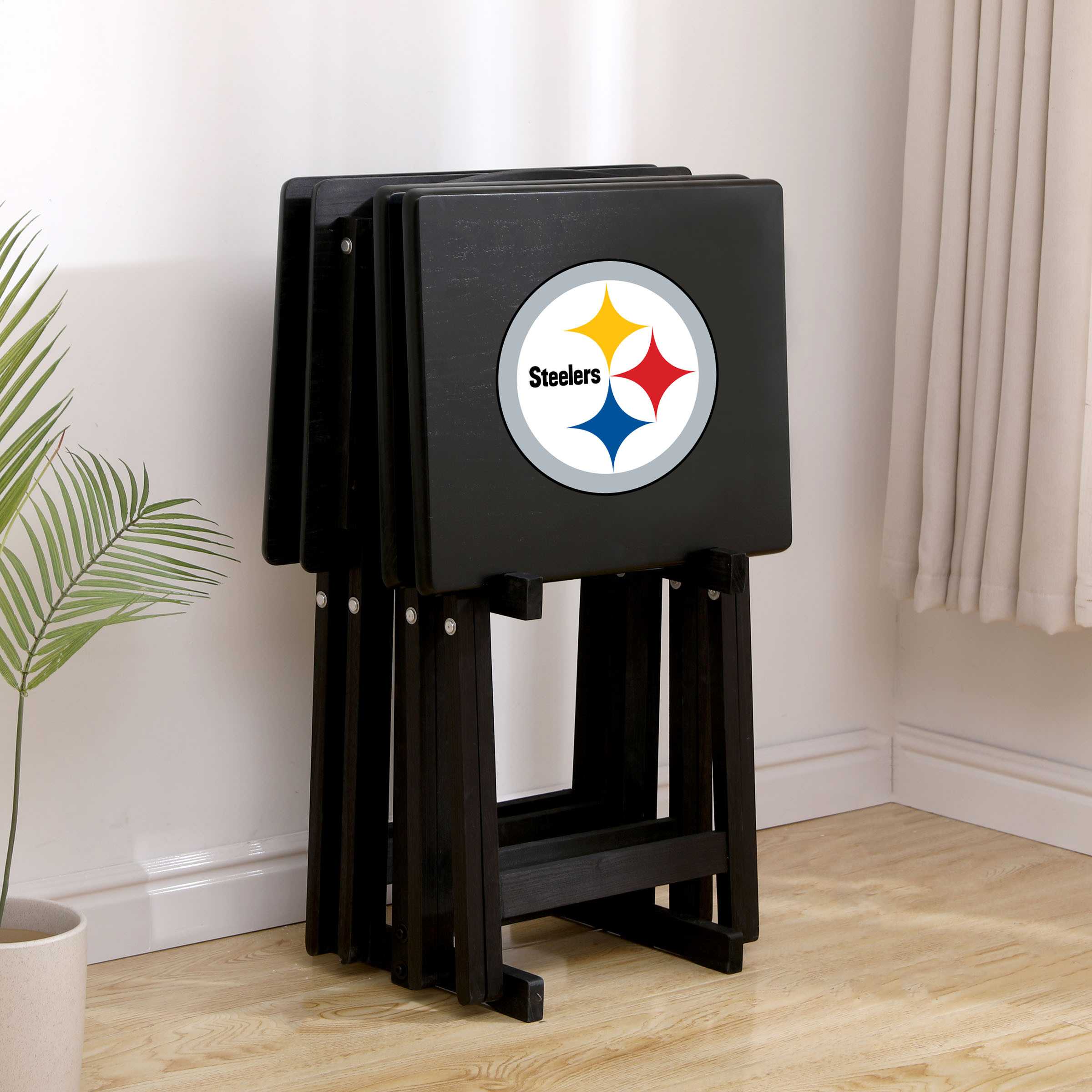 PITTSBURGH STEELERS 4 TV TRAYS WITH STAND