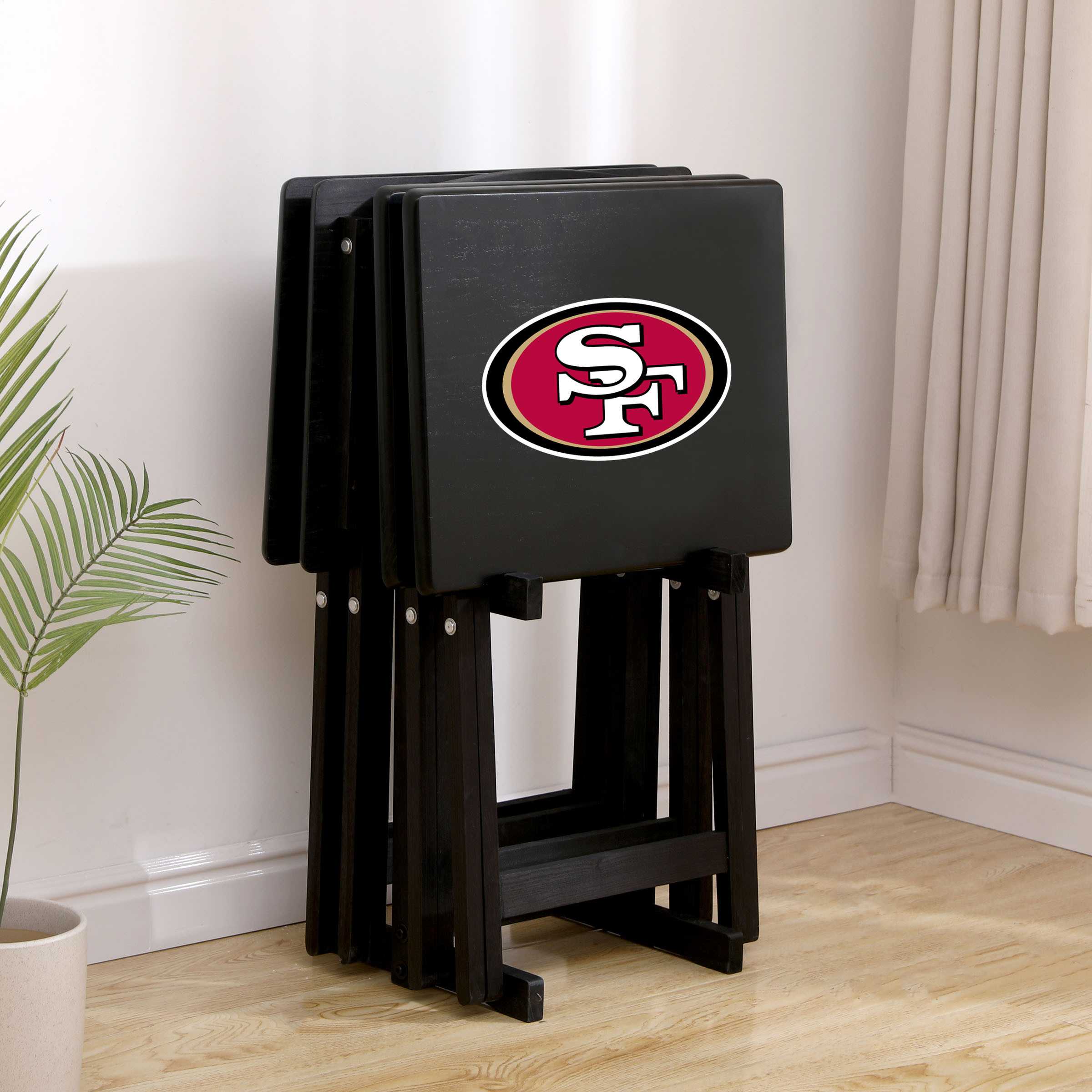 SAN FRANCISCO 49ERS 4 TV TRAYS WITH STAND