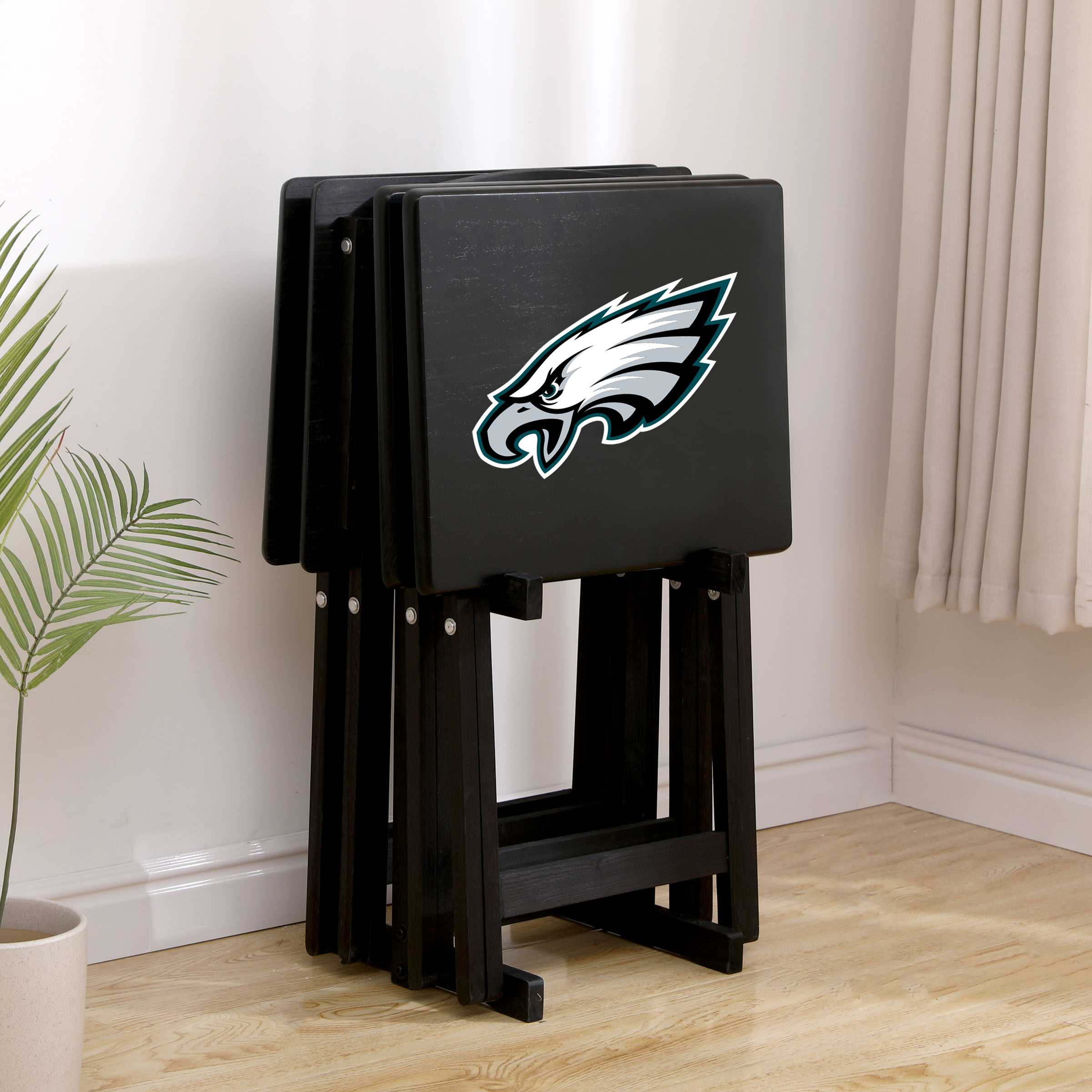 PHILADELPHIA EAGLES 4 TV TRAYS WITH STAND
