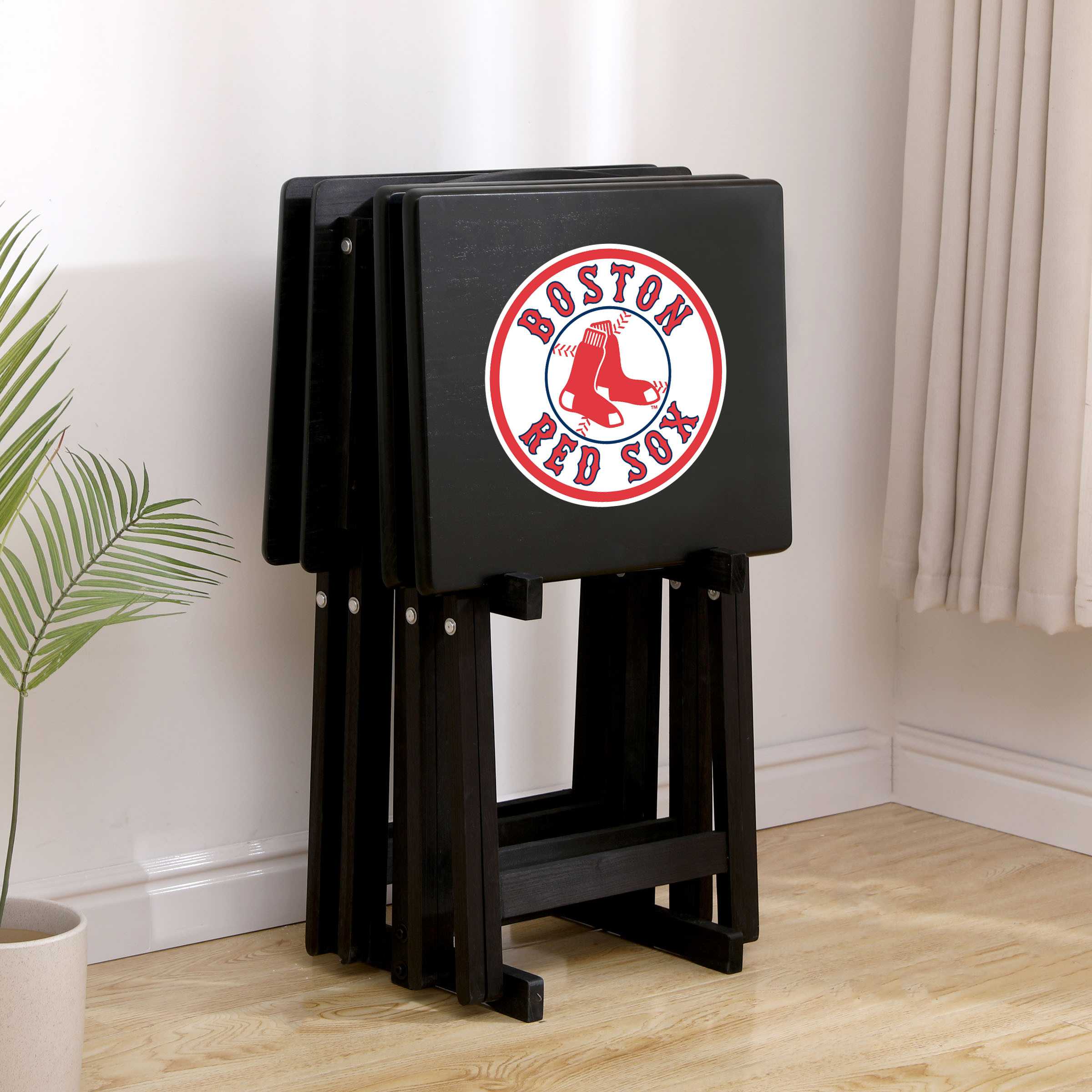 BOSTON RED SOX 4 TV TRAYS WITH STAND