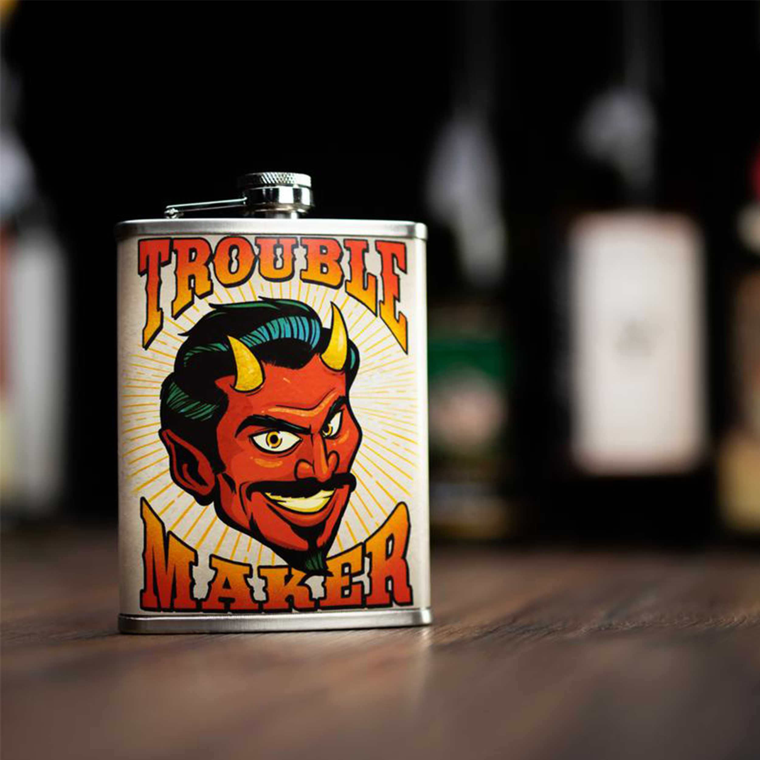 Stainless Steel Flask 8oz - Trouble Maker