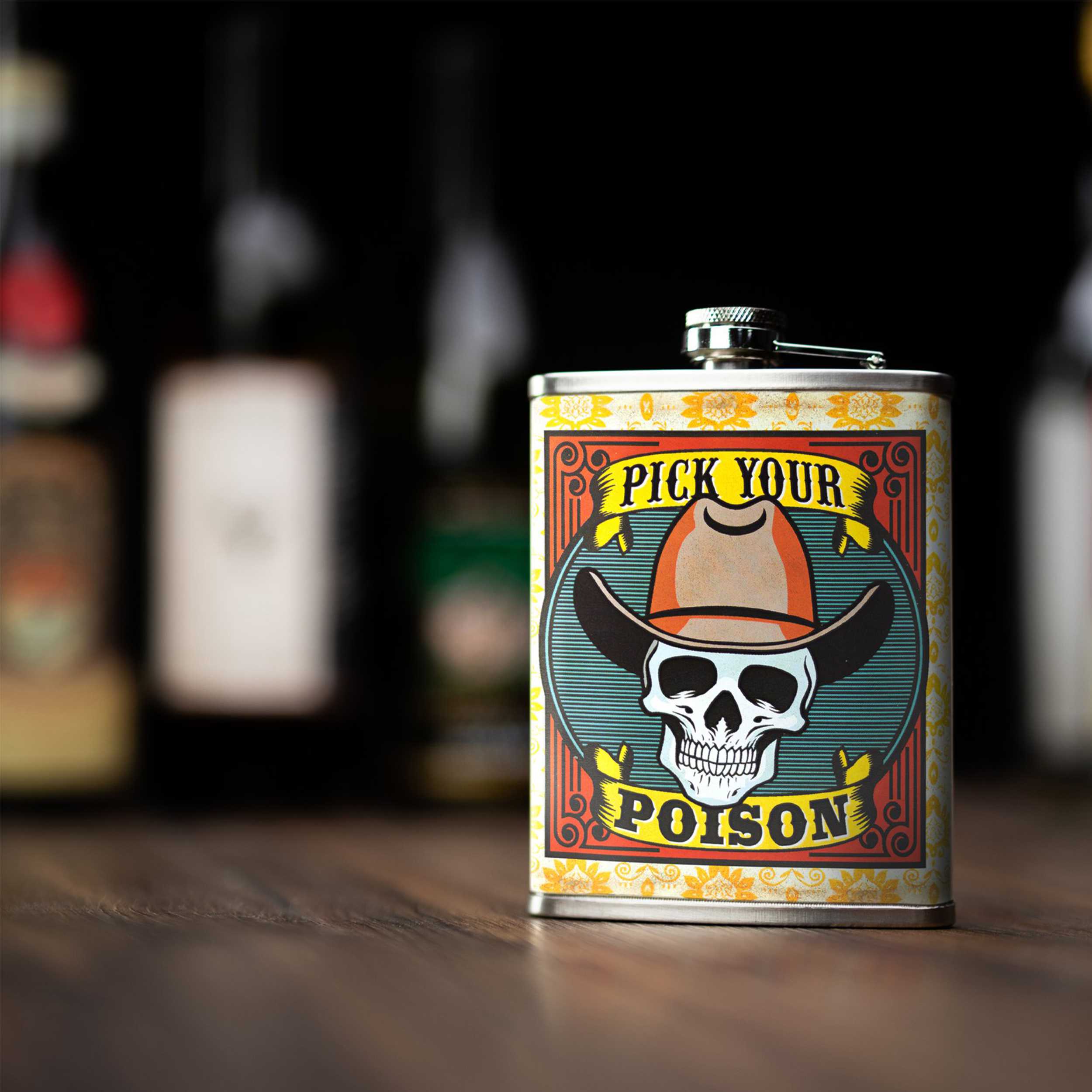 Stainless Steel Flask 8oz - Pick your Poison