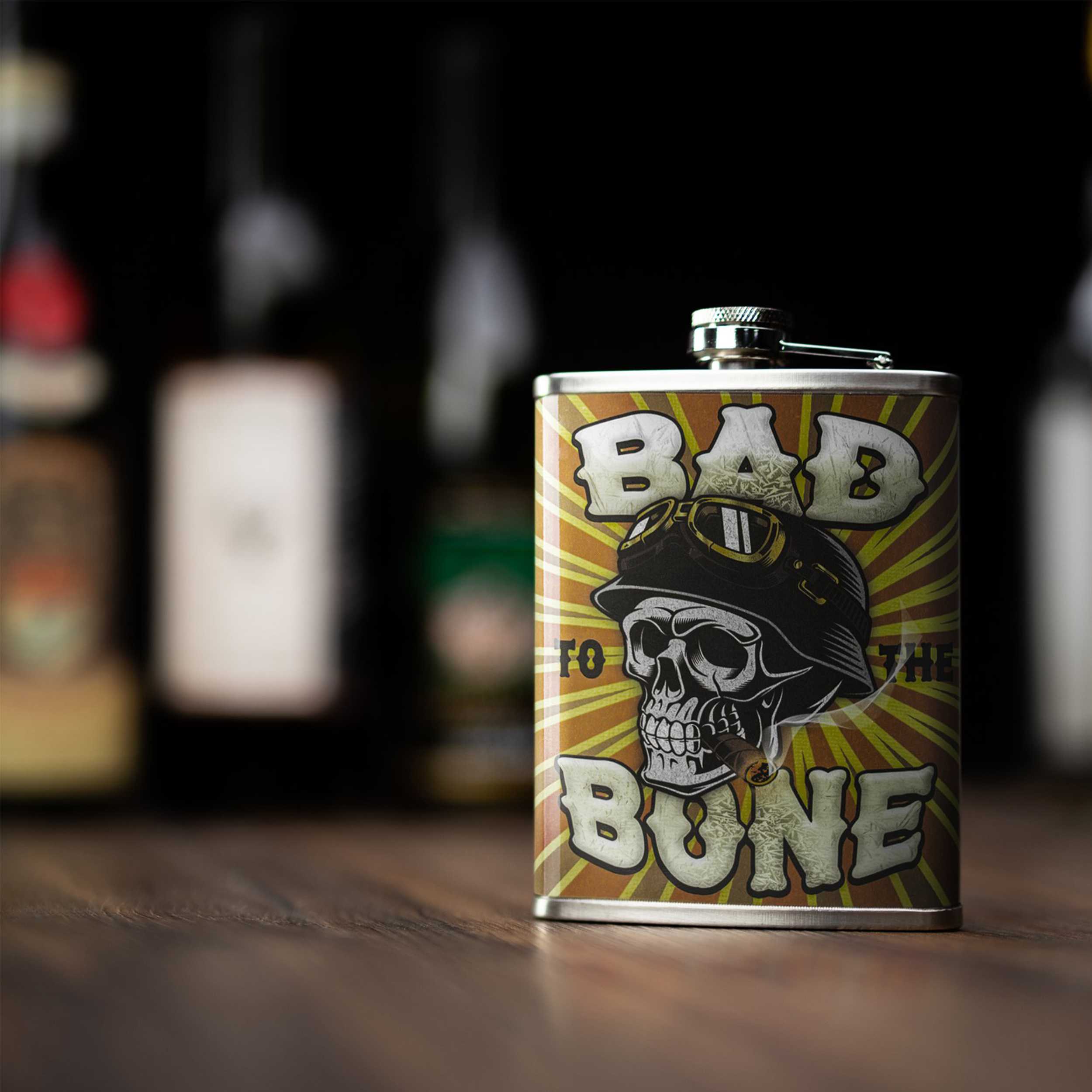 Stainless Steel Flask 8oz - Bad to the Bone