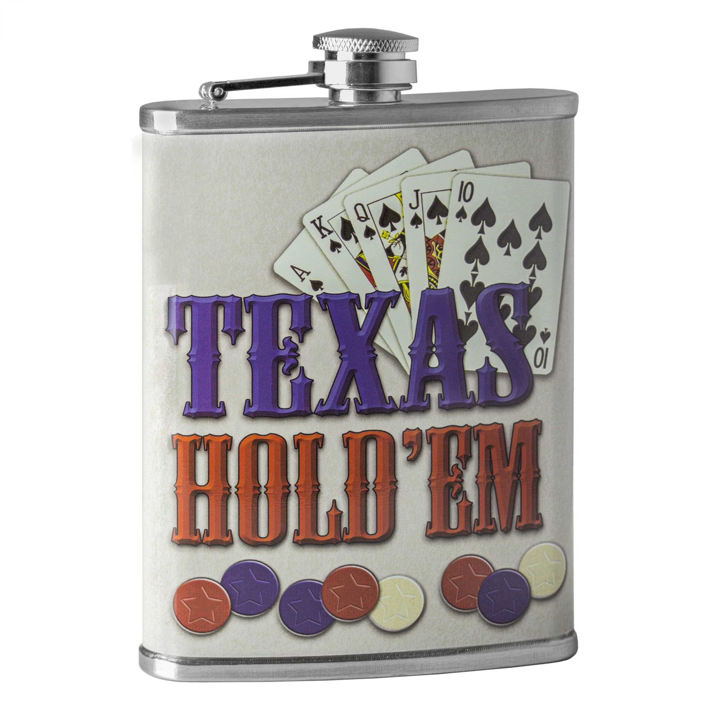 Stainless Steel Flask 8oz - Texas Hold'em