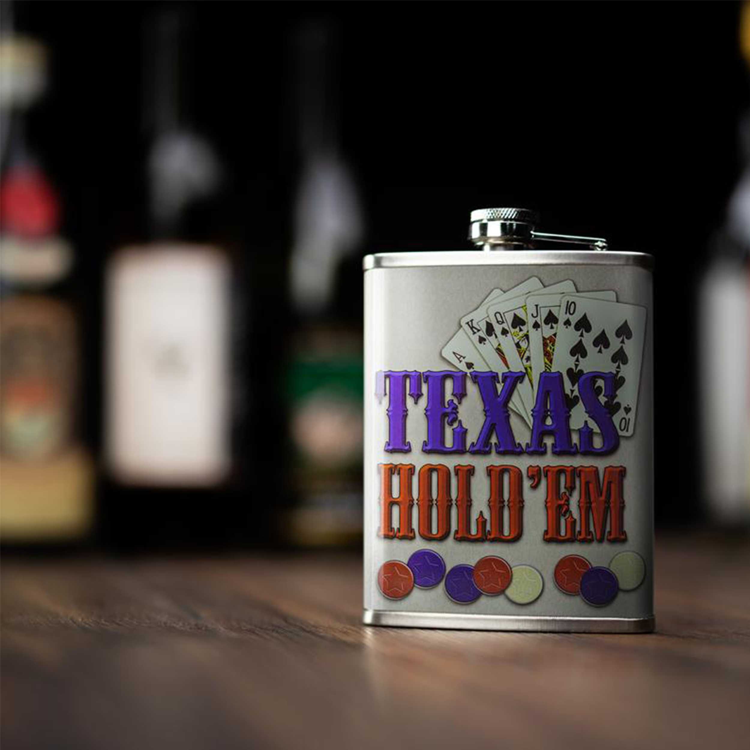 Stainless Steel Flask 8oz - Texas Hold'em