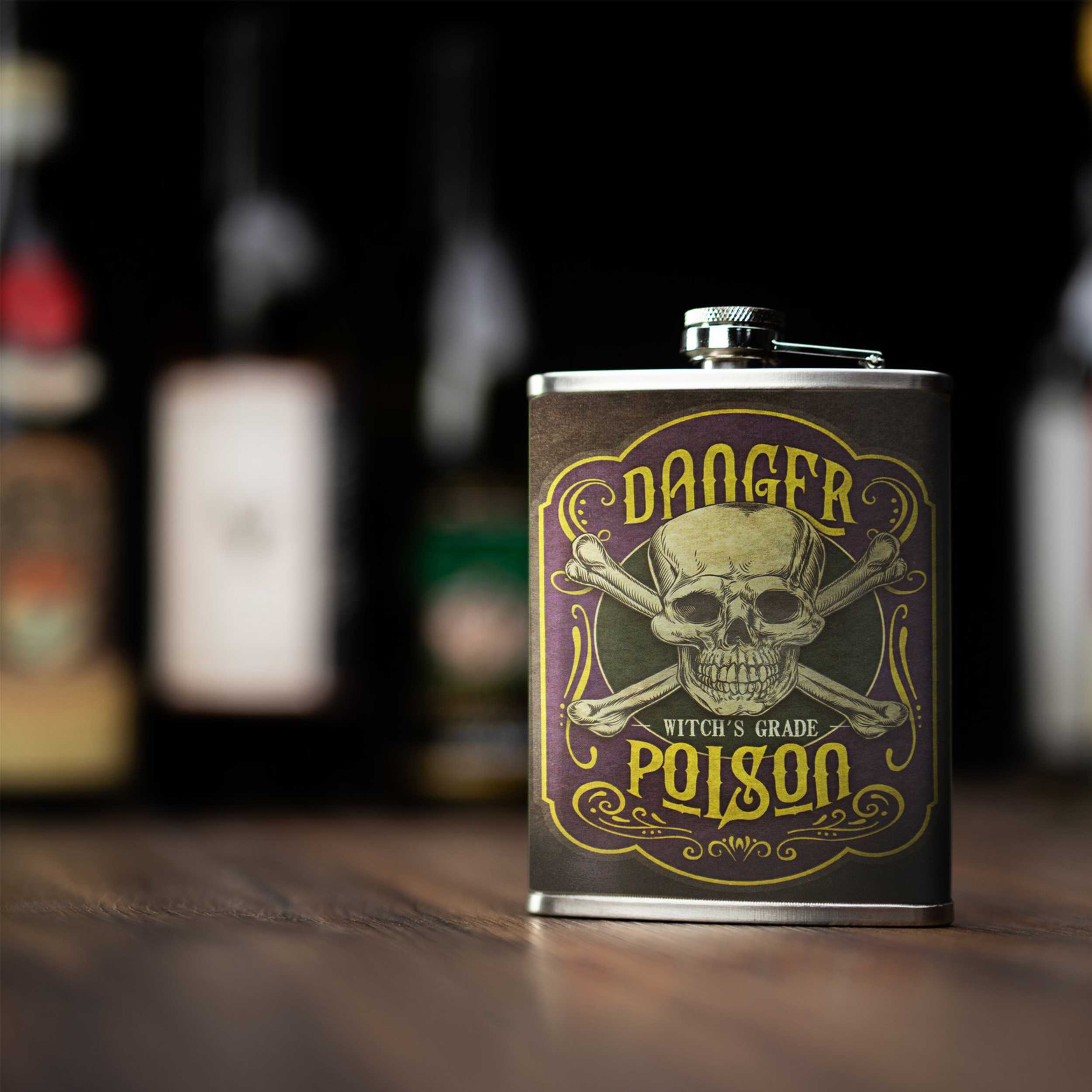 Stainless Steel Flask 8oz - Danger Witch’s Grade Poison