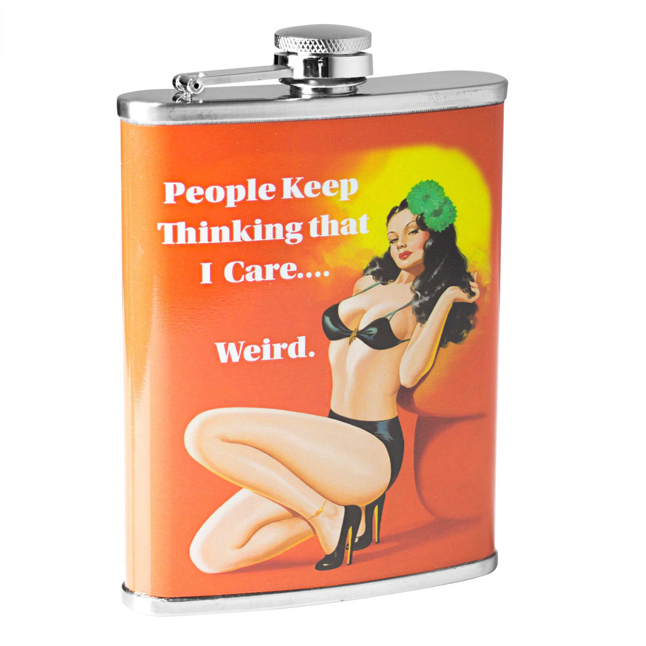 Stainless Steel Flask 8oz - People Keep Thinking that I Care…Weird